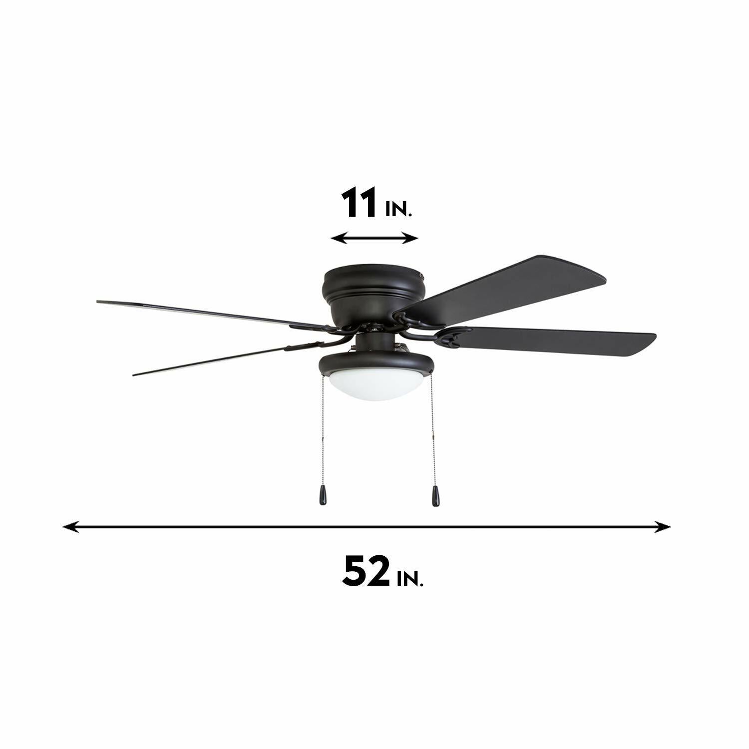 Portage Bay 50251 Hugger 52" Matte Black West Hill Ceiling Fan with Bowl Light Kit