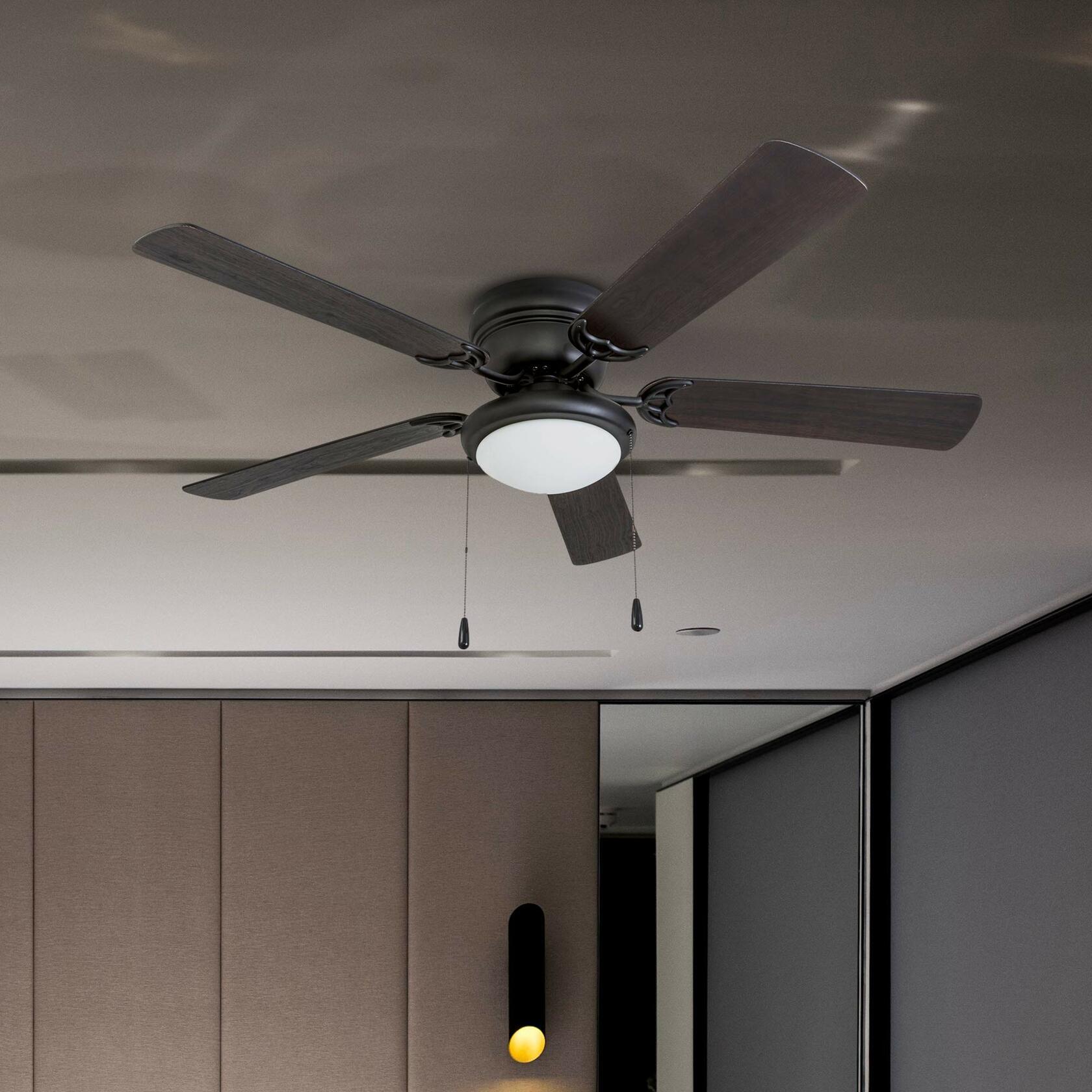 Portage Bay 50251 Hugger 52" Matte Black West Hill Ceiling Fan with Bowl Light Kit