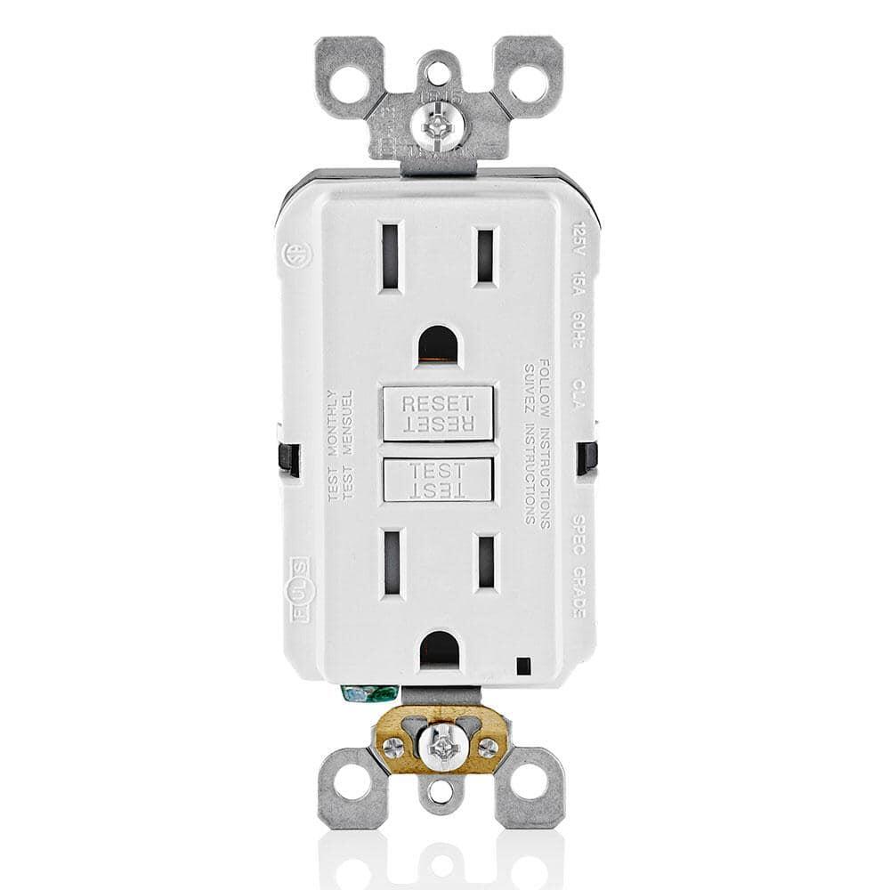 15 Amp Self-Test Smartlock Pro Duplex Tamper Resistant GFCI Outlet White with White Buttons (2-Pack) GFTR1-2W