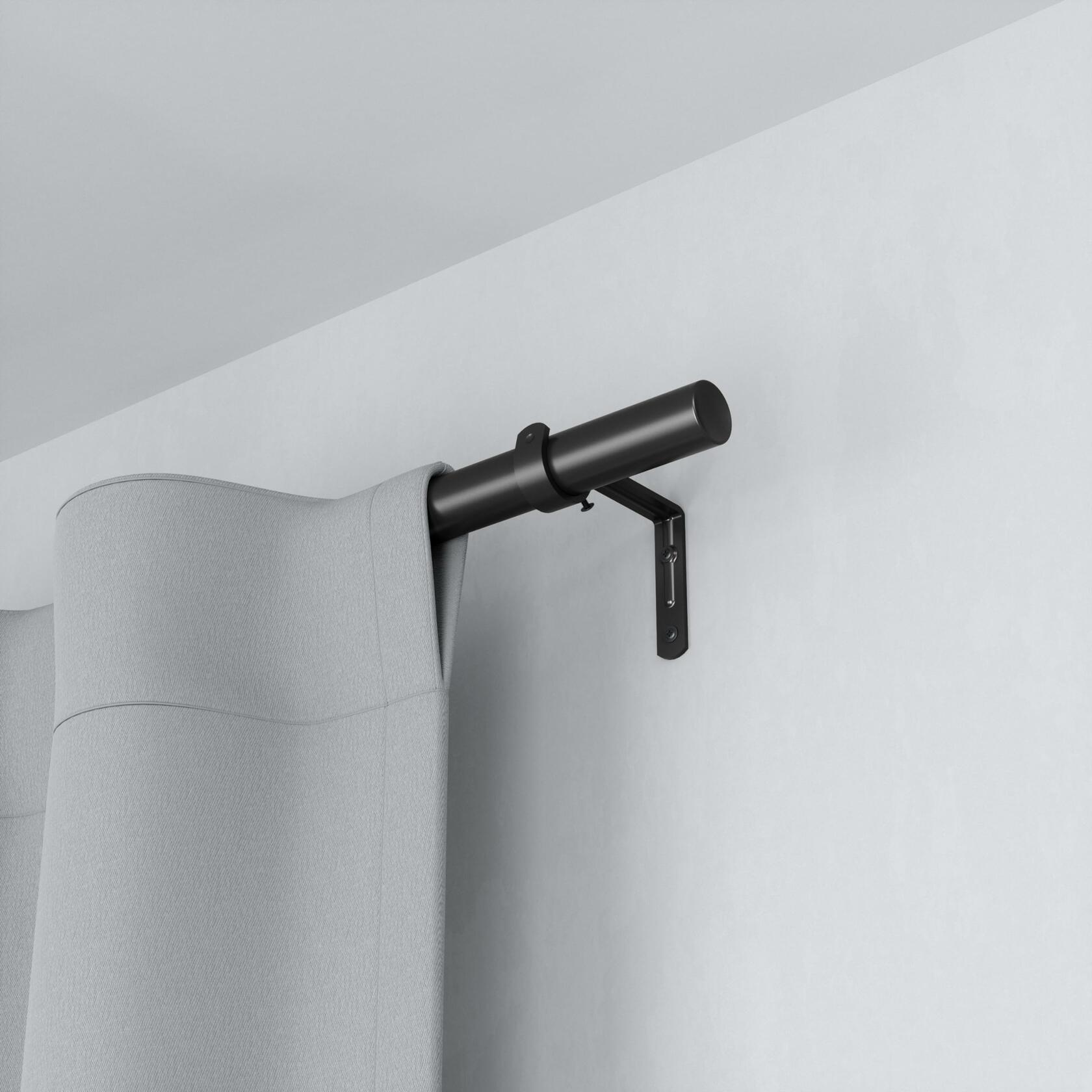 Umbra Zen Modern 1-Inch Curtain Rod, Includes 2 Matching Finials, Brackets & Hardware, 32 to 128-Inch, 42"-120", Black