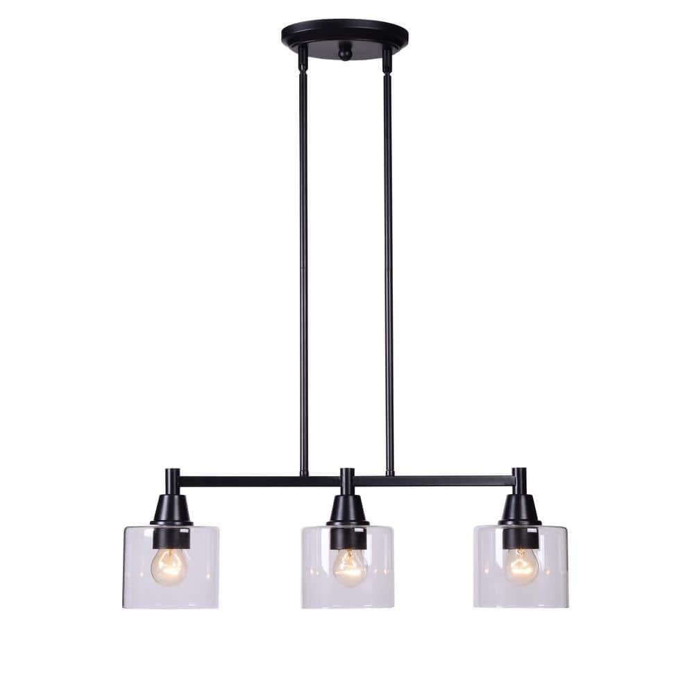 Hampton Bay Oron 3-Light Black Linear Island Pendant Hanging Light, Kitchen