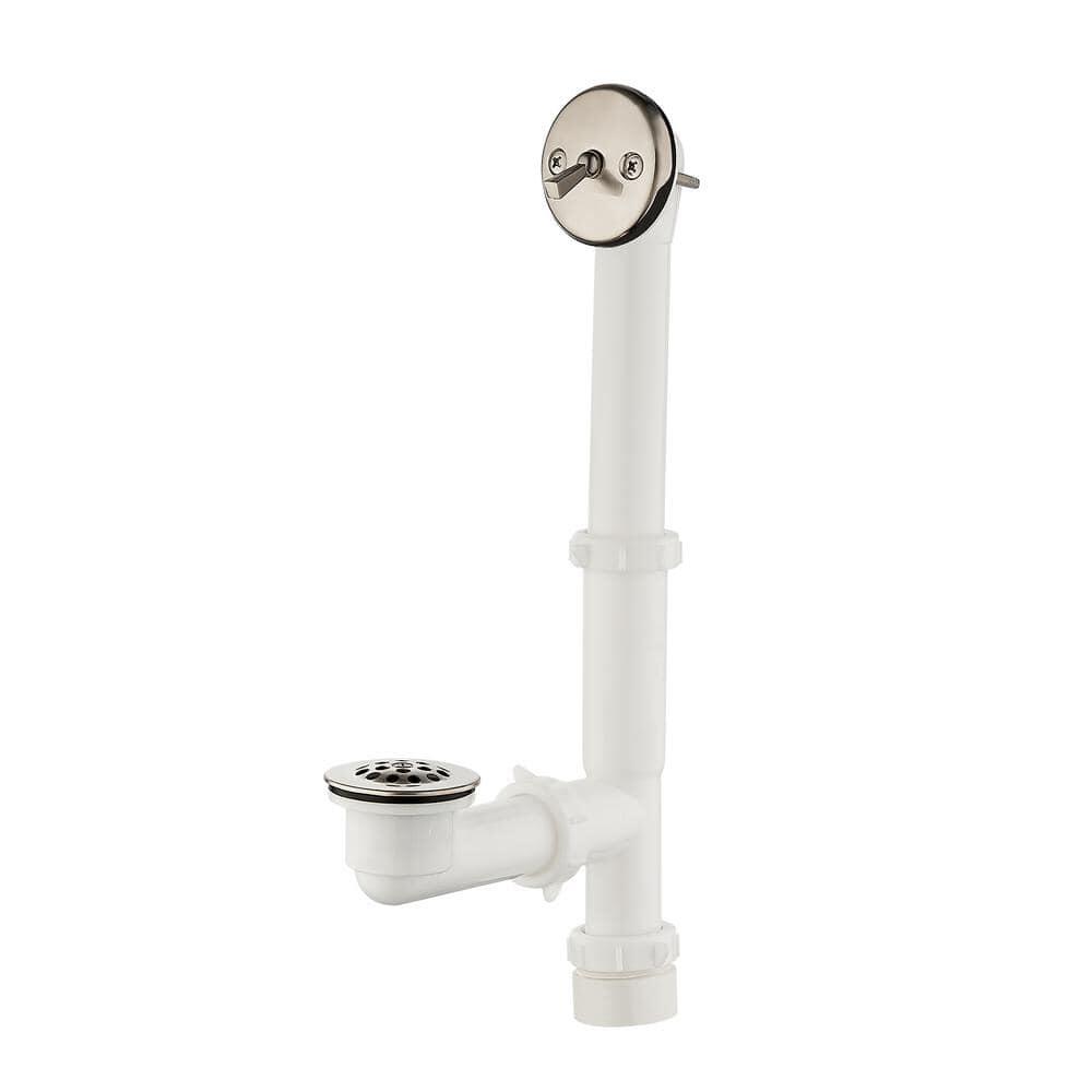 Trip Lever 1-1/2 in. White Poly Pipe Bath Waste and Overflow Drain in Brushed