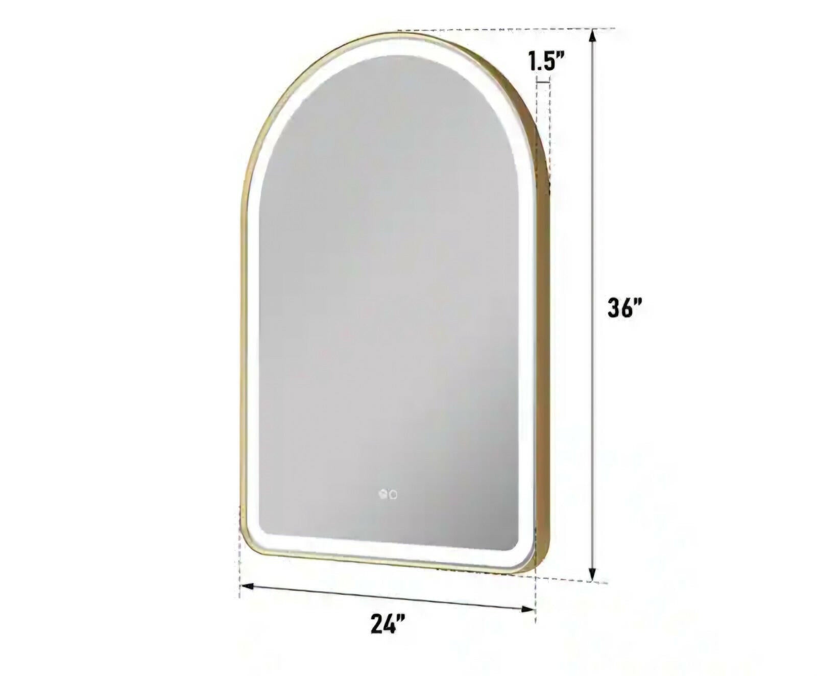 BONIE 24 in. W x 36 in. H Arched Framed LED Anti-Fog Wall Bathroom Vanity Mirror