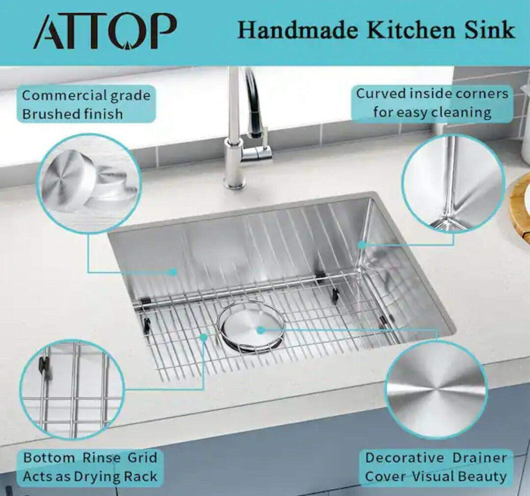 Attop(Brand Rating: 5.0/5)Handmade Stainless Steel 32 in. Double Bowl...