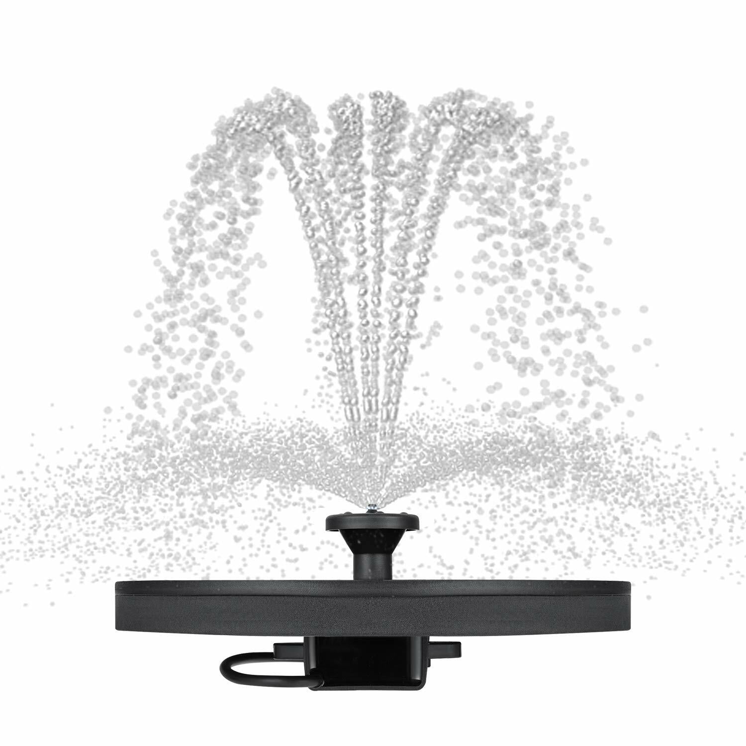 Dartwood Solar Water Fountain/Bird Bath with 4 Different Nozzle Heads - Perfect for Bird Bath and Small Ponds