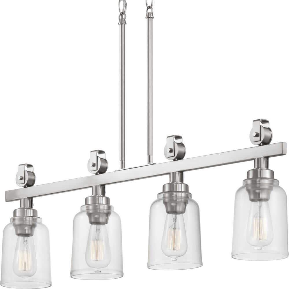 Home Decorators Collection Knollwood 4-Light Brushed Nickel Linear Chandelier
