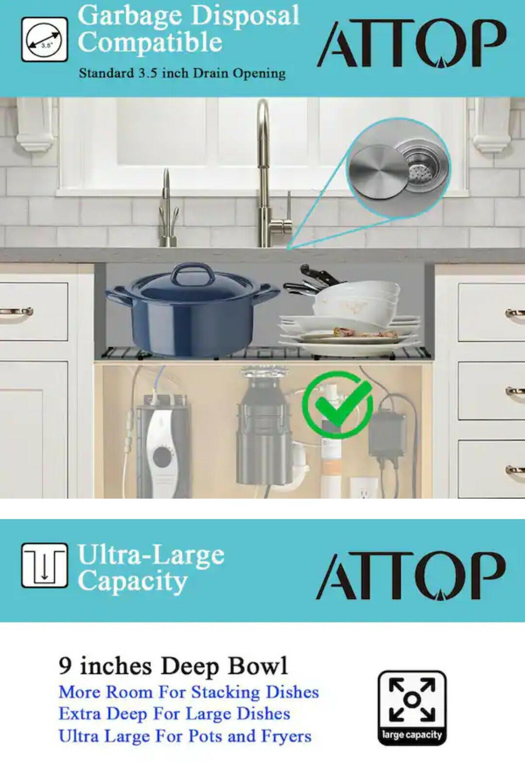 Attop(Brand Rating: 5.0/5)Handmade Stainless Steel 32 in. Double Bowl...