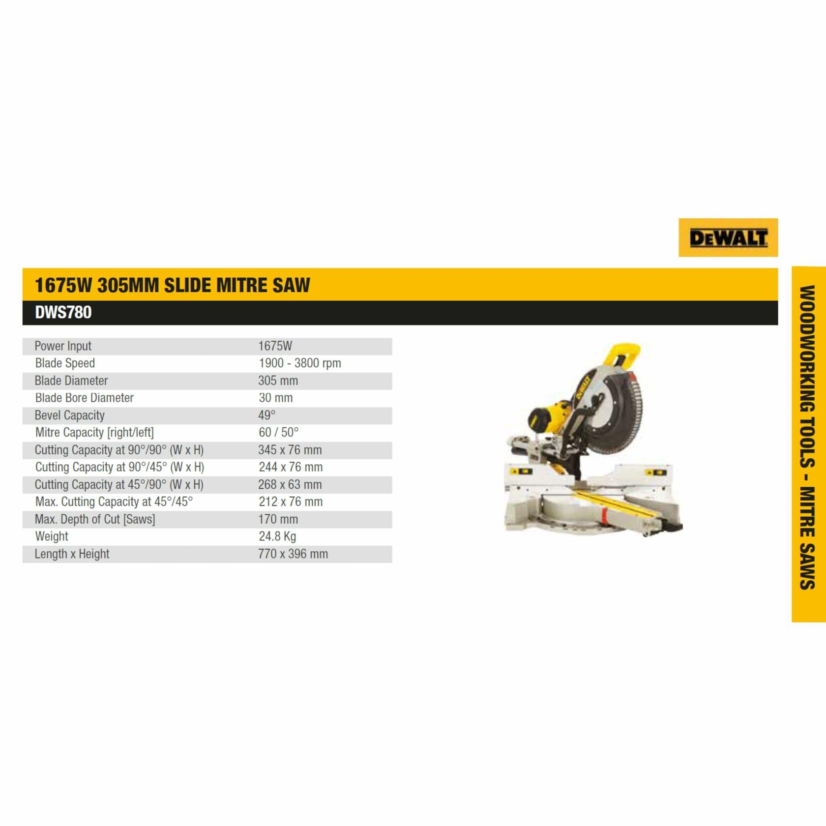 DEWALT Double Bevel Sliding Miter Saw, 12-inch, Compound (DWS780)
