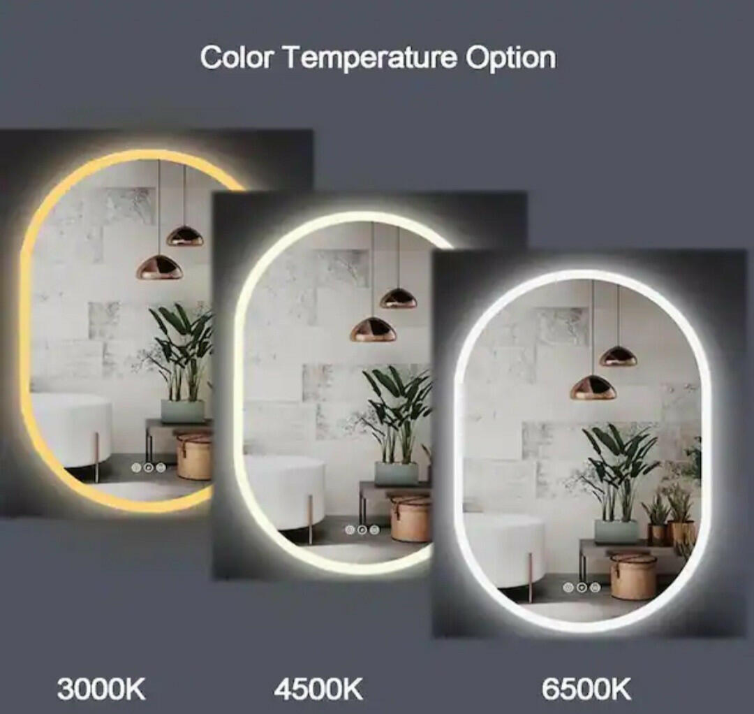 KINWELL24 in. W x 36 in. H Oval Frameless Wall Mount LED Light Bathroom Vanity