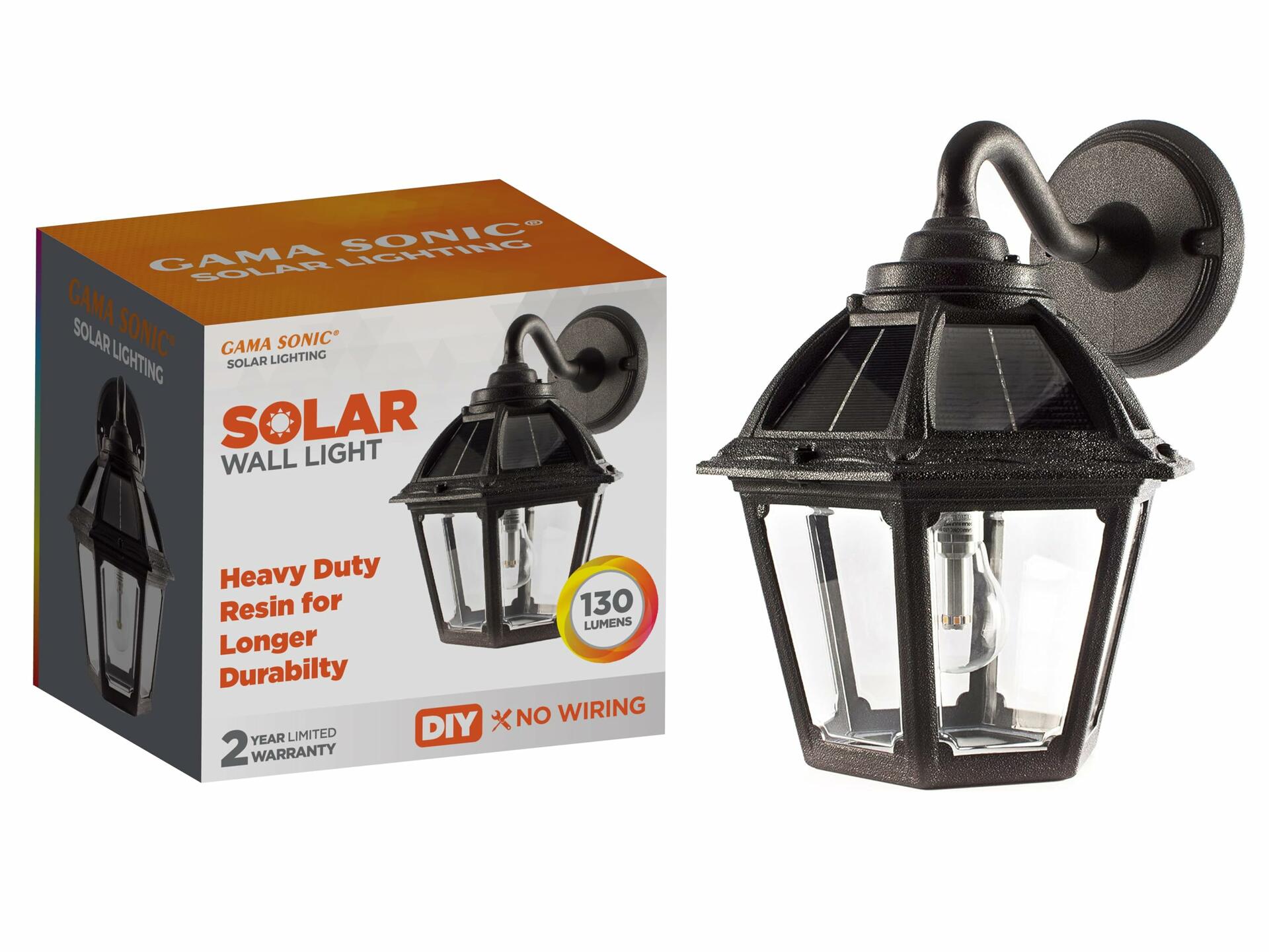 Gama Sonic Polaris Solar Wall Sconce Light, Outdoor Warm White LED Exterior