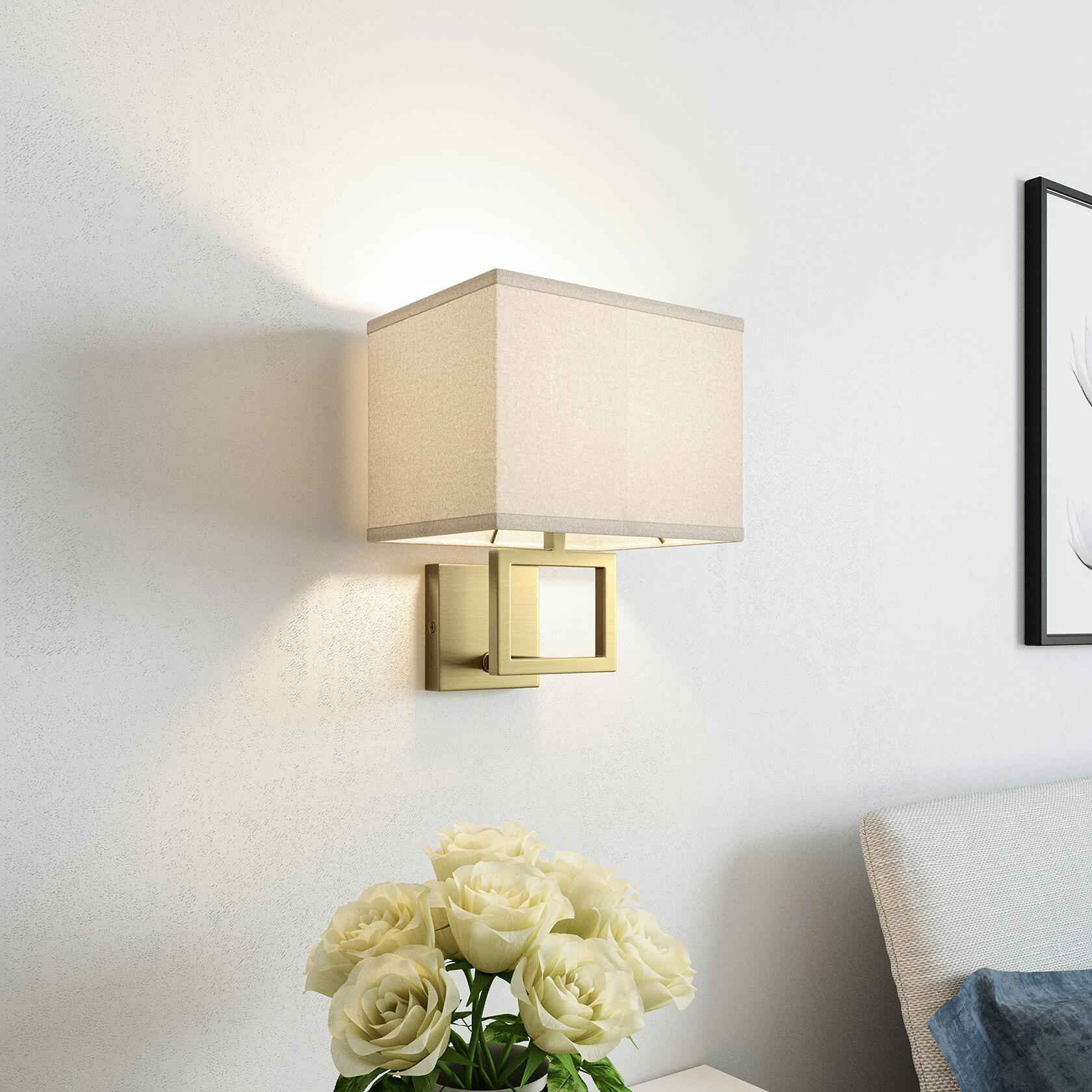 Brio Lighting Pressley Designer Wall Sconce with White Fabric Shade Available in
