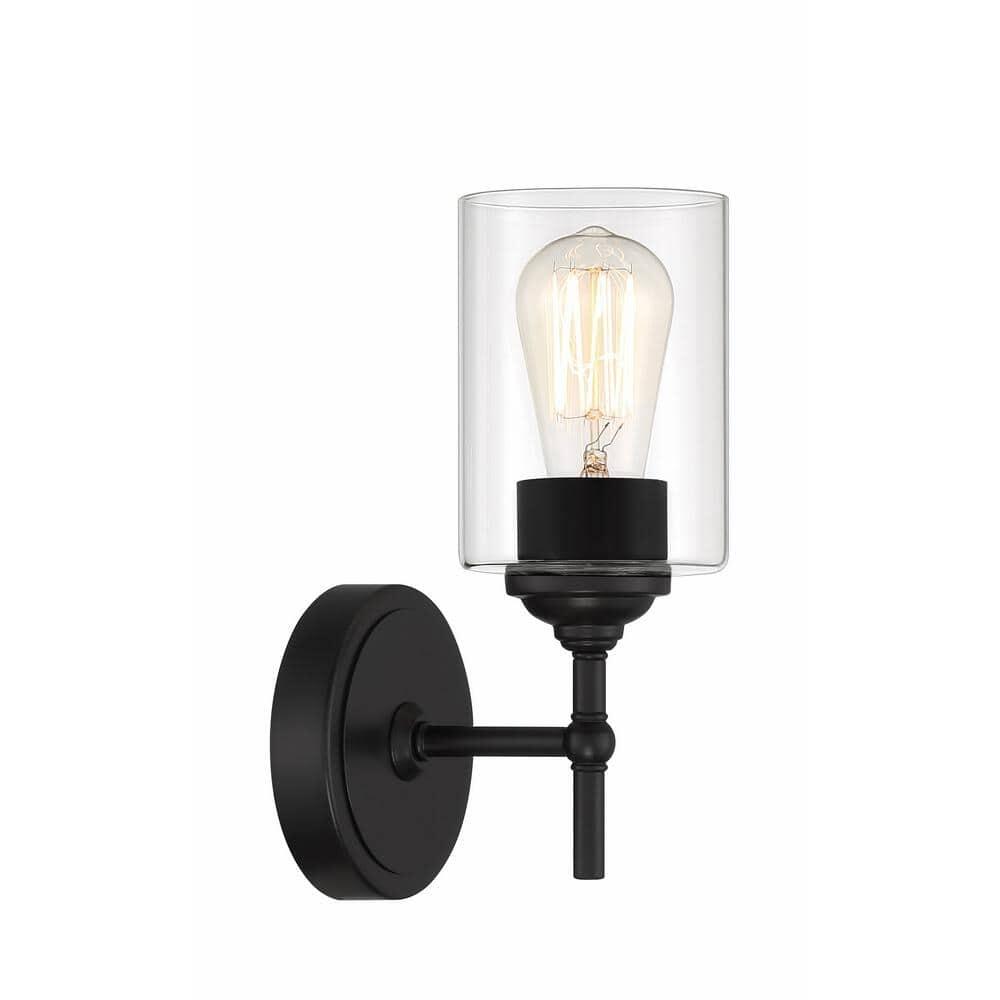 Ayelen 1-Light Matte Black Clear Glass Sconce