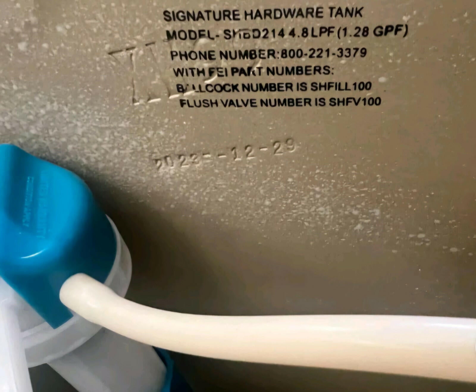 Signature Hardware SHBD214WH Replacement Bradenton 14" Rough-In Toilet Tank,Lid