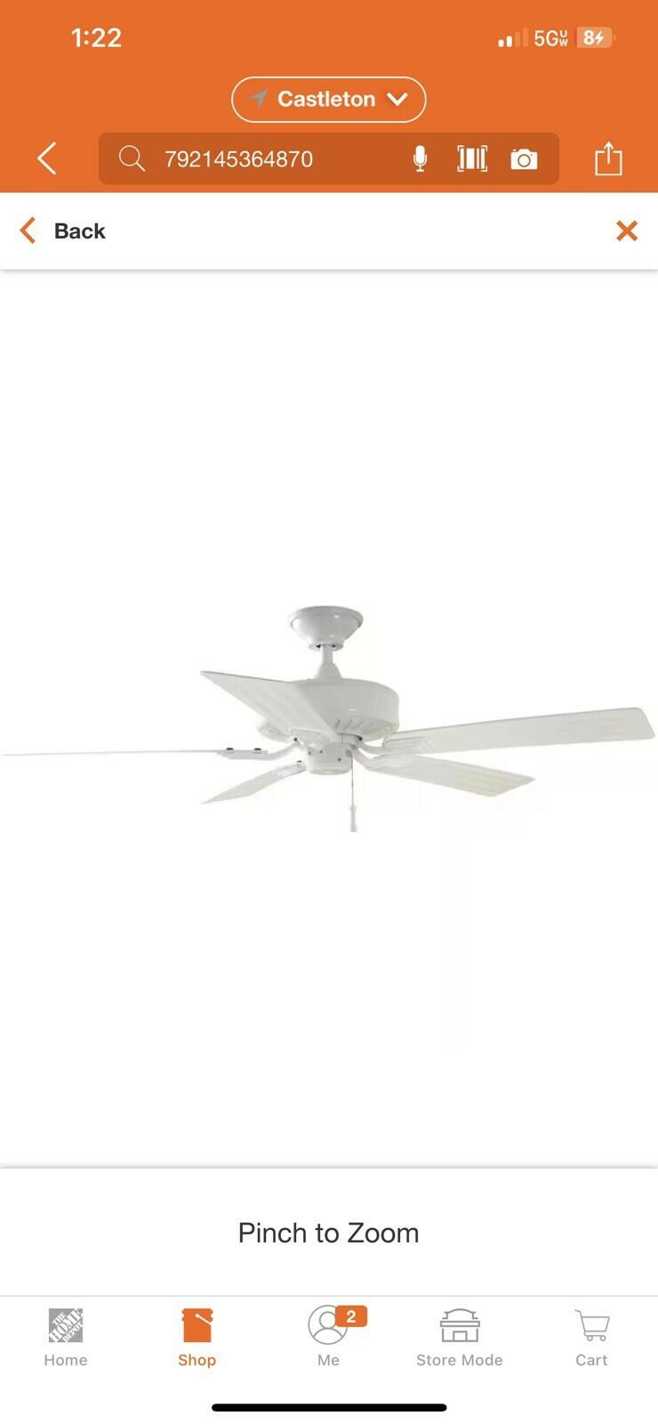 Hampton Bay Barrow Island 52 in. Indoor/Outdoor White Ceiling Fan New Open