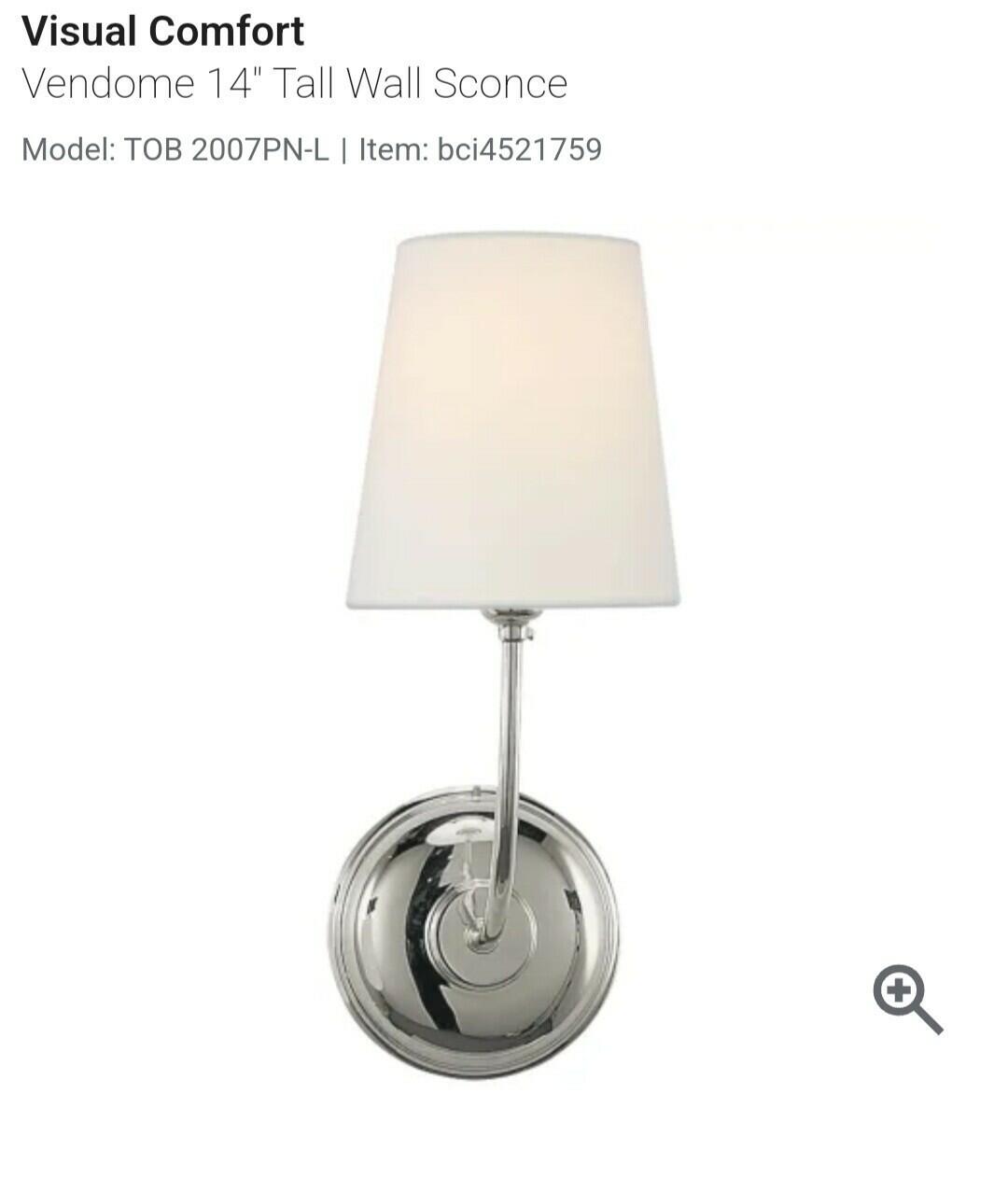 Visual ComfortVendome 14" Tall Wall SconceModel: TOB 2007PN-L