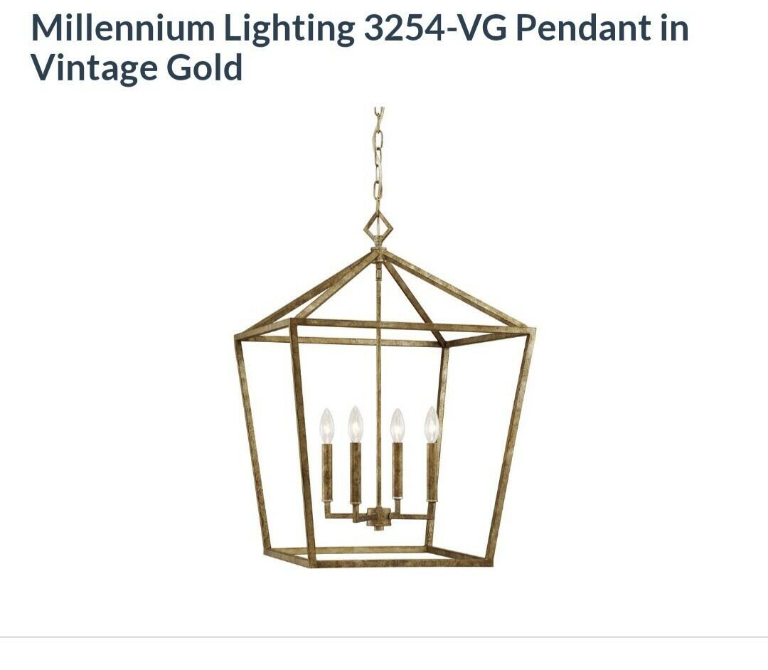 Millennium Lighting 3254-VG 4-Light Taper Candle Pendant Lighting Vintage Gold