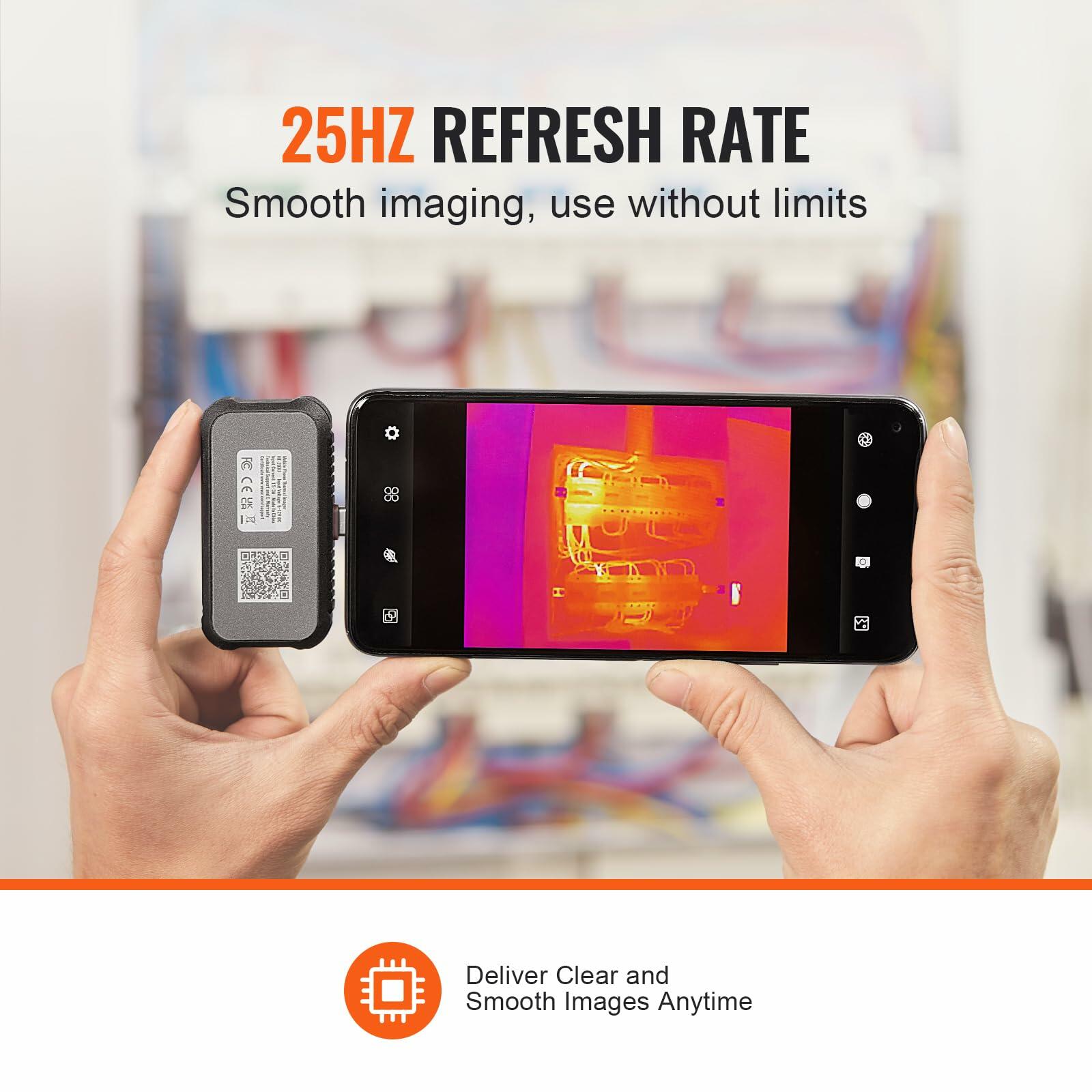 VEVOR Thermal Imaging Camera, 240x180 IR Resolution (43200 Pixels), 20Hz Refresh Rate Infrared Camera with -4℉~662℉ Temperature Range, 16G Built-in SD Card, and Rechargeable Li-ion Battery