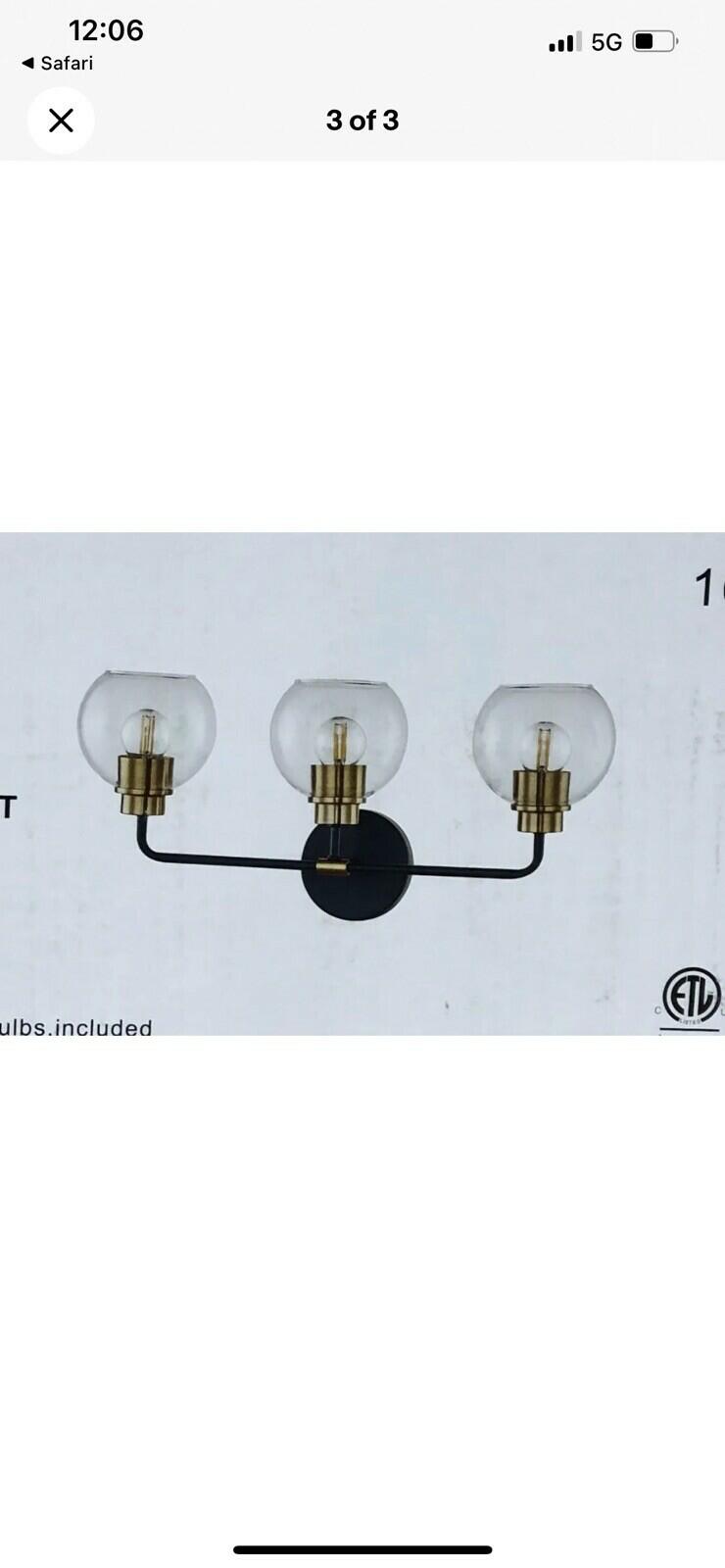 Home Decorators Collection 3-Light Aged Bronze and Brass Vanity Light New