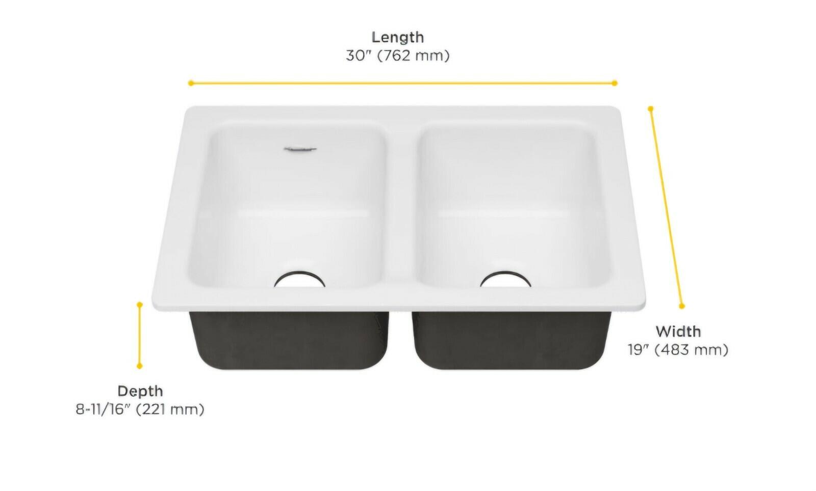 American Standard 77DB.30190 Delancey 30-1/16" Undermount Double - White