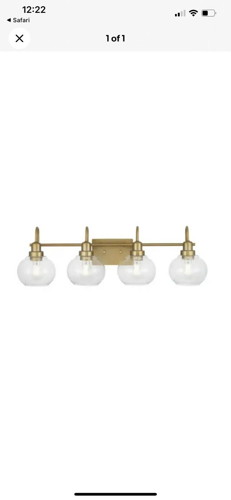 Home Decorators Halyn 31.375 in. Vintage Brass Vanity Light w/ Clear Glass