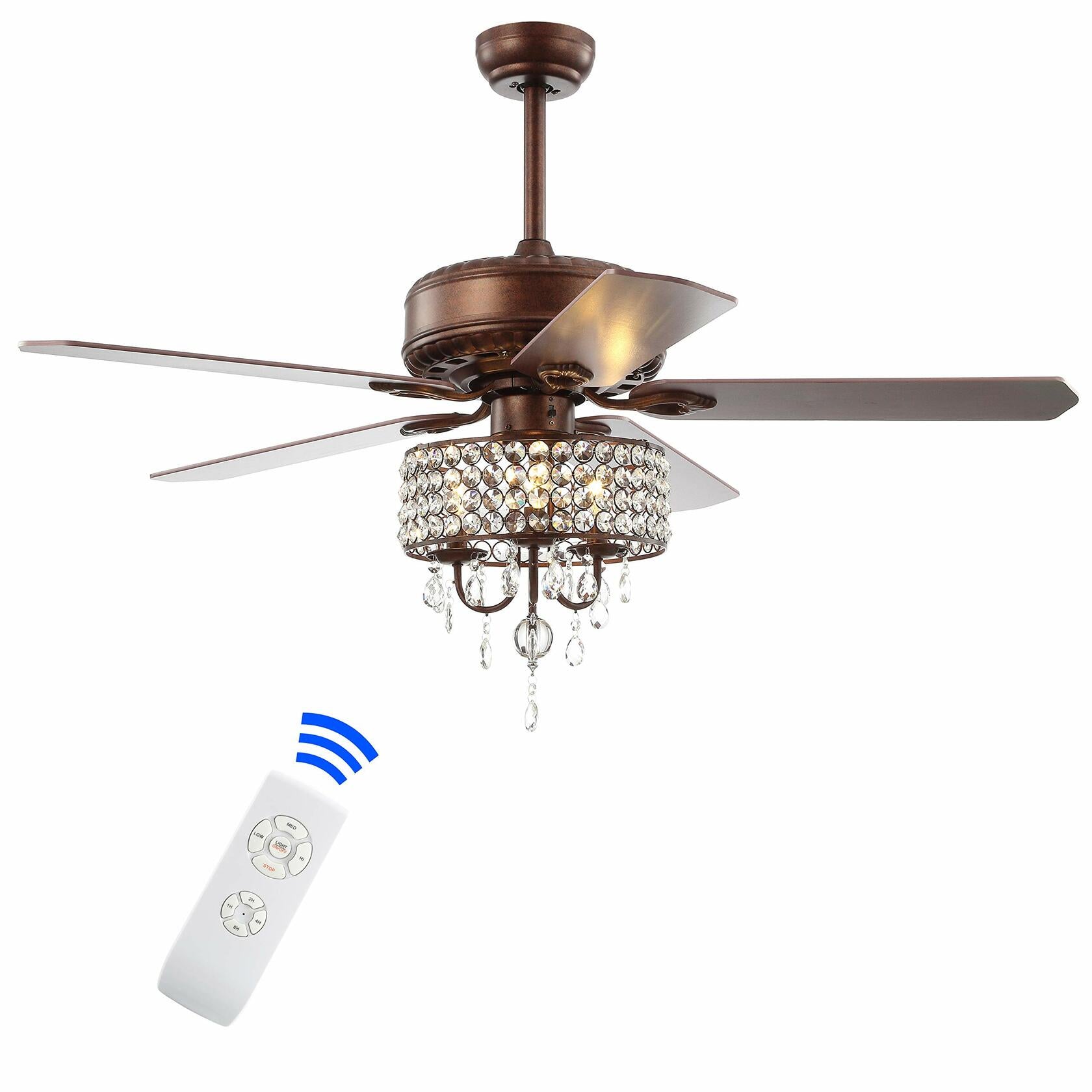 Jonathan Y - Becky 52" Crystal LED Chandelier Fan With Remote -