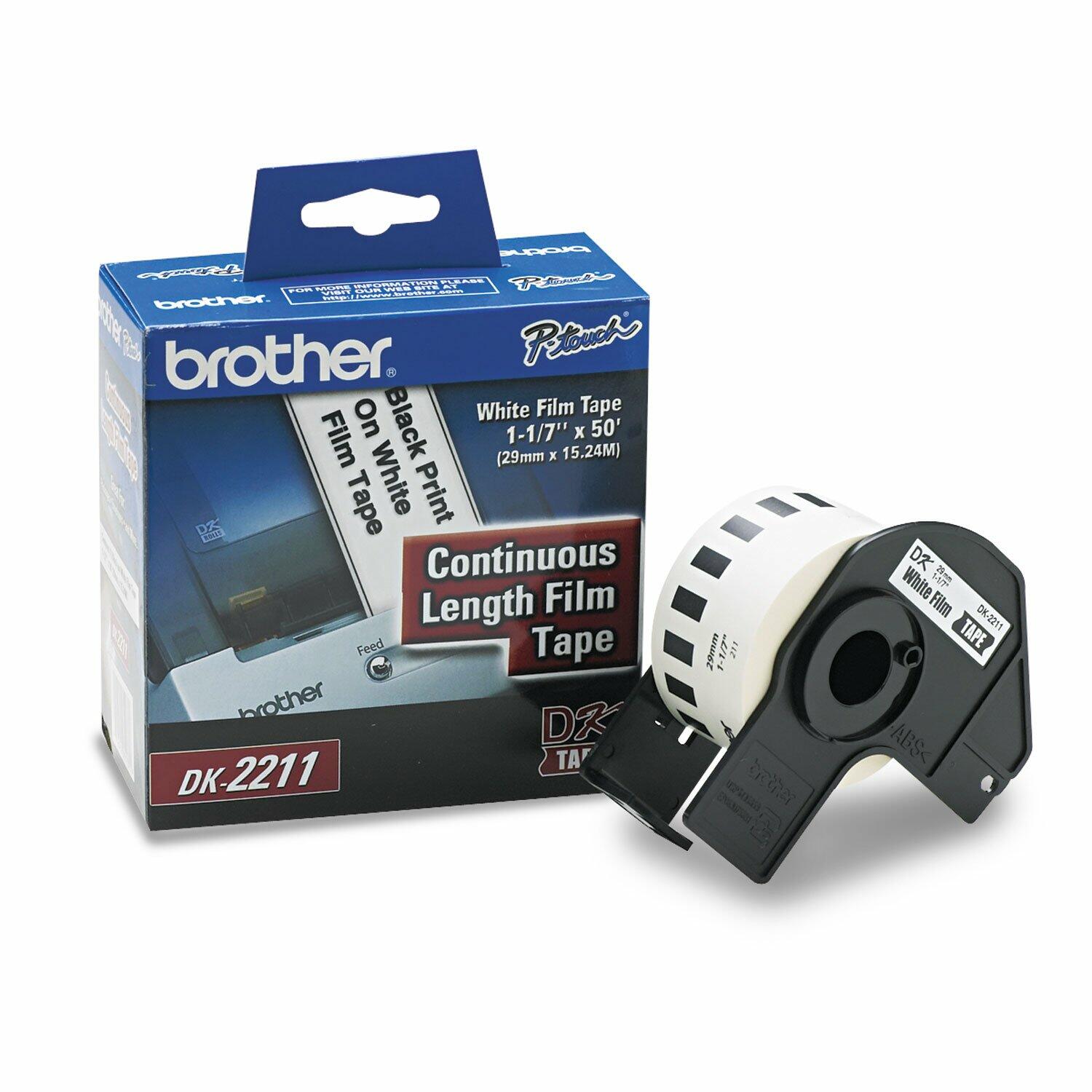 Brother DK2211 Continuous Film Label Tape, 1-1/10-Inch x 50 ft Roll, White