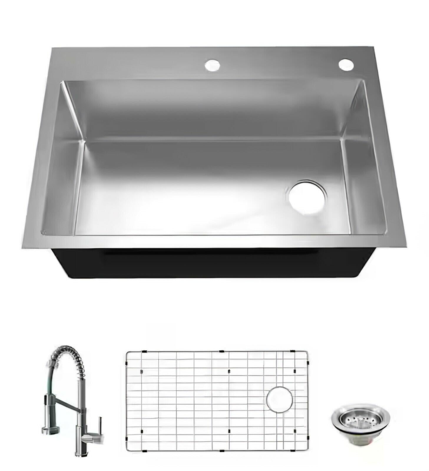 Glacier Bay All-in-one Dual mount  18G/30in Single Bowl With Faucet