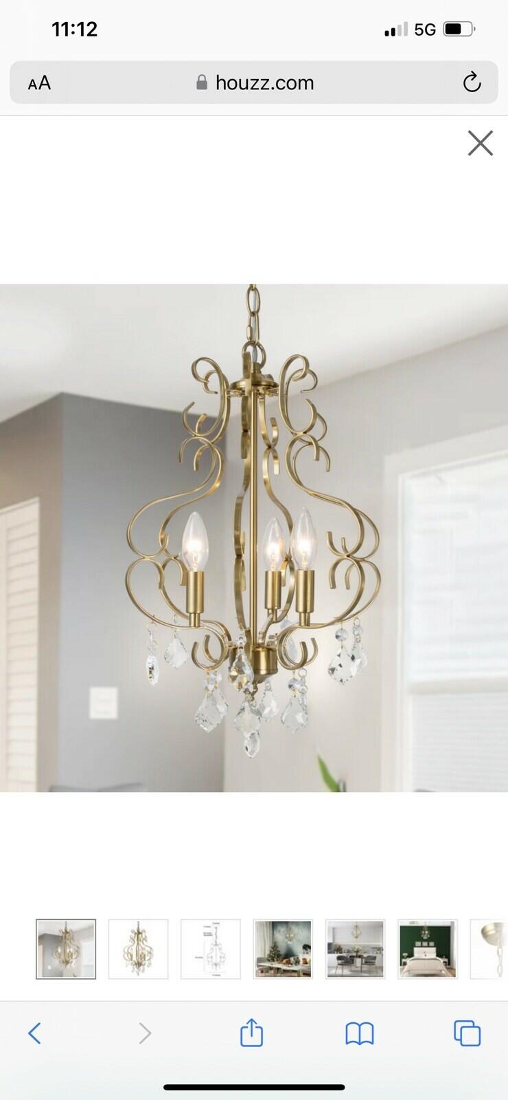 Modern Classic Chandelier 13 in. 3-Light Gold Candlestick Kitchen Island Pendant