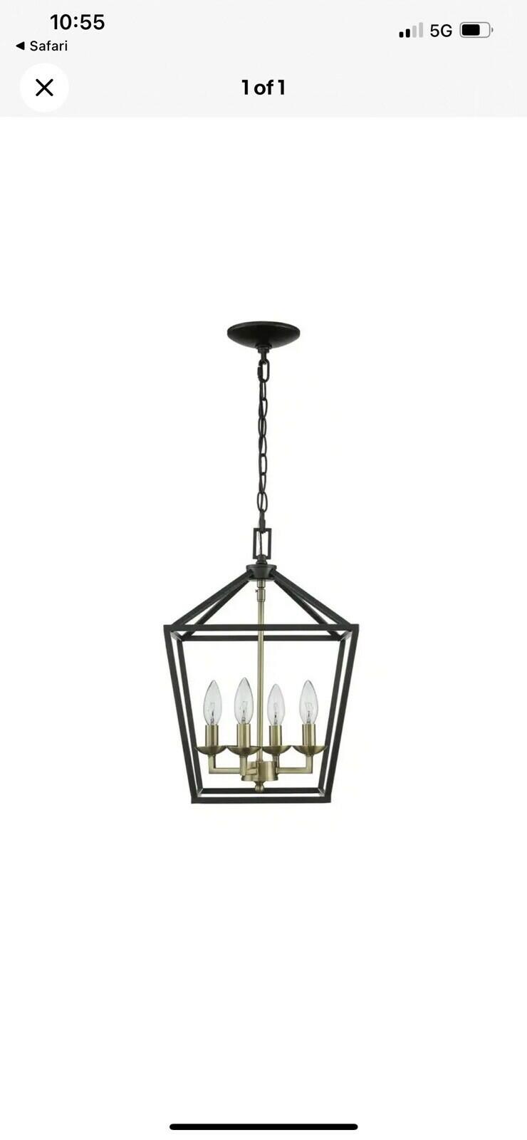 Home Decorators Weyburn 4-Light Black & Gold Caged Farmhouse Chandelier