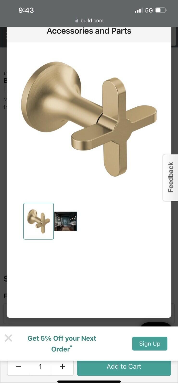Brizo HX70475-GL Odin® Wall Mount Tub Filler Cross Handles, Luxe Gold