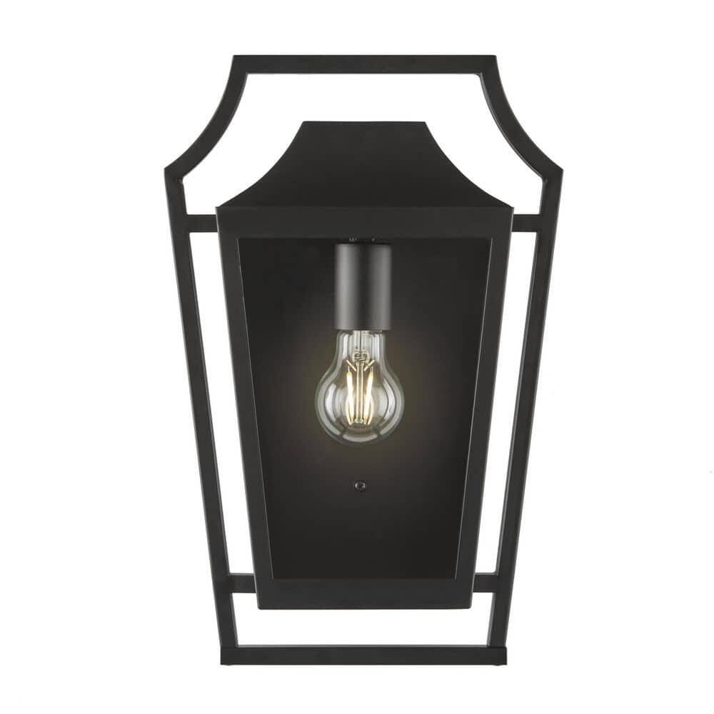 Hampton Bay Elsmere 16 in. Matte Black 1-Light Outdoor Line Voltage Wall Sconce