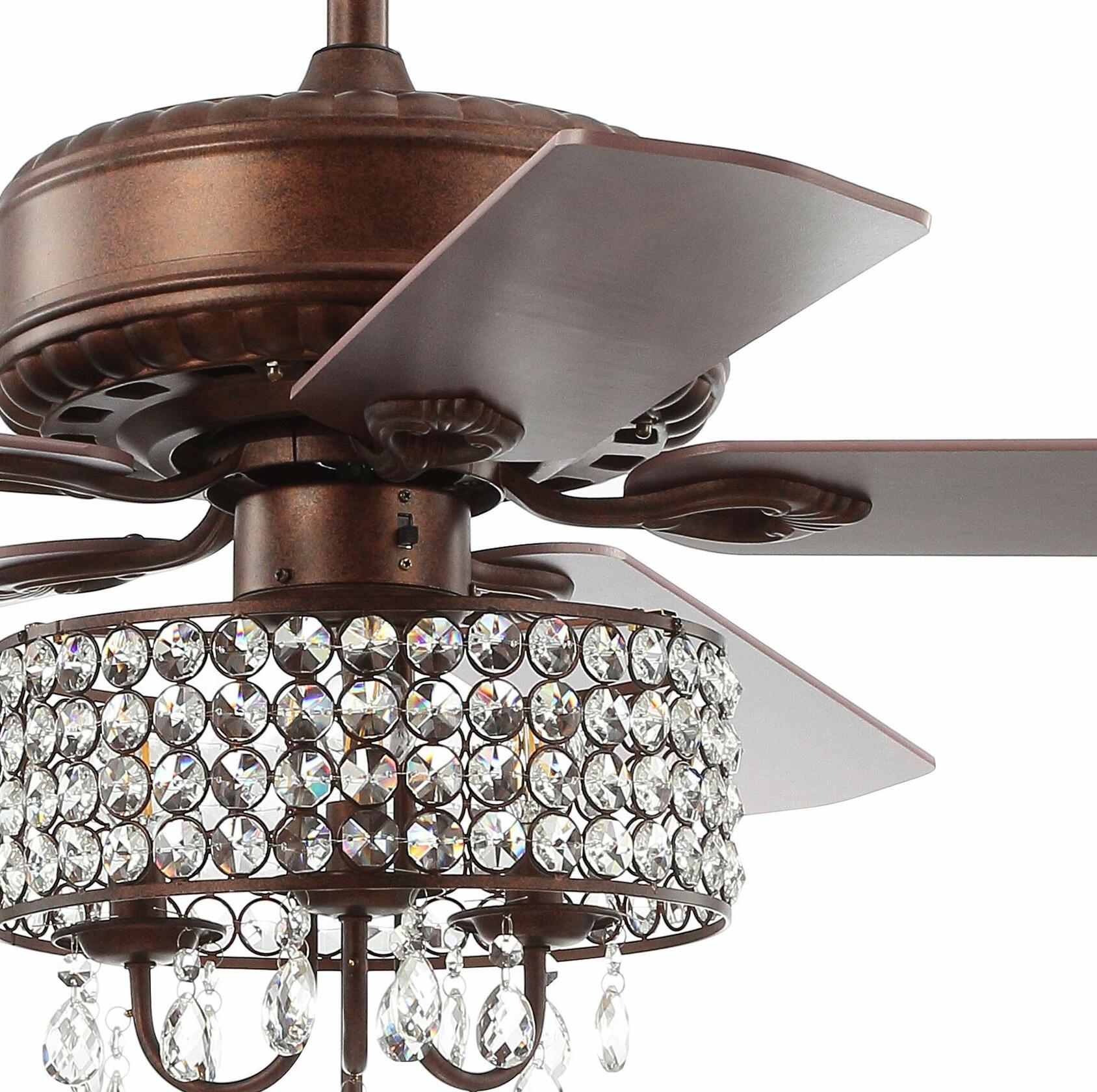 Jonathan Y - Becky 52" Crystal LED Chandelier Fan With Remote -