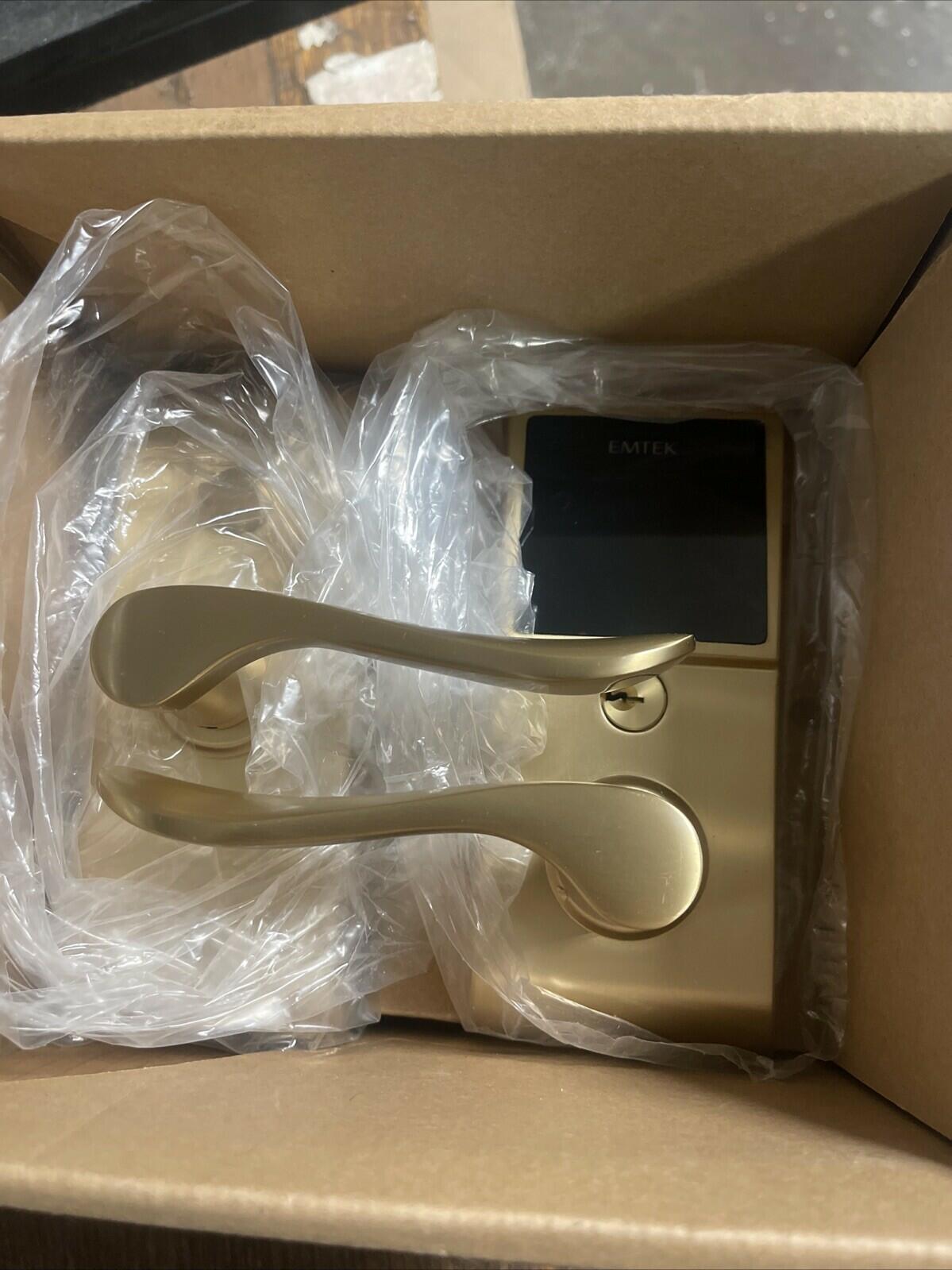 Emtek E4020US4 EMTouch Electronic Keypad Leverset with Helios Lever Handle Brass