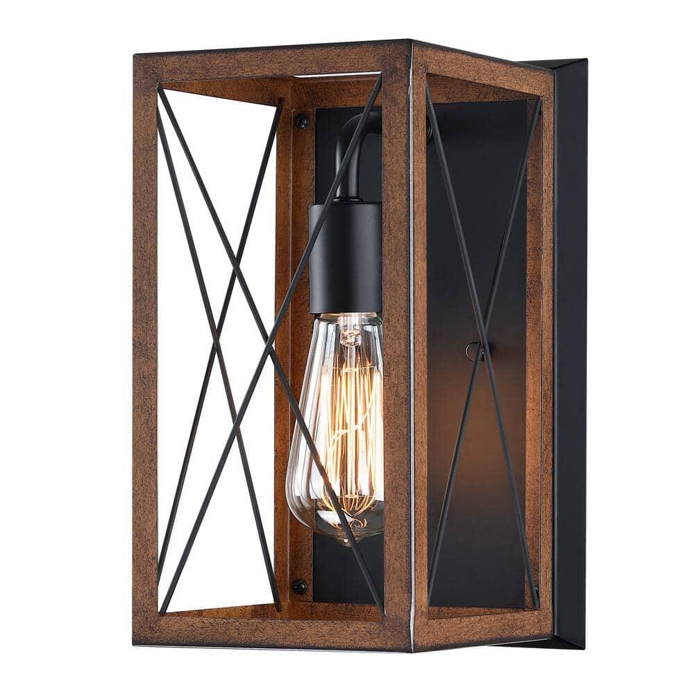Hukoro Martin 1-Light Barnwood Accents Indoor Wall Sconce Lantern