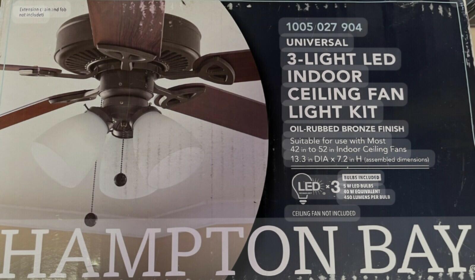 Hampton Bay 3Light Oil Rubbed Bronze Ceiling Fan Shades LED Light Kit 1005027904