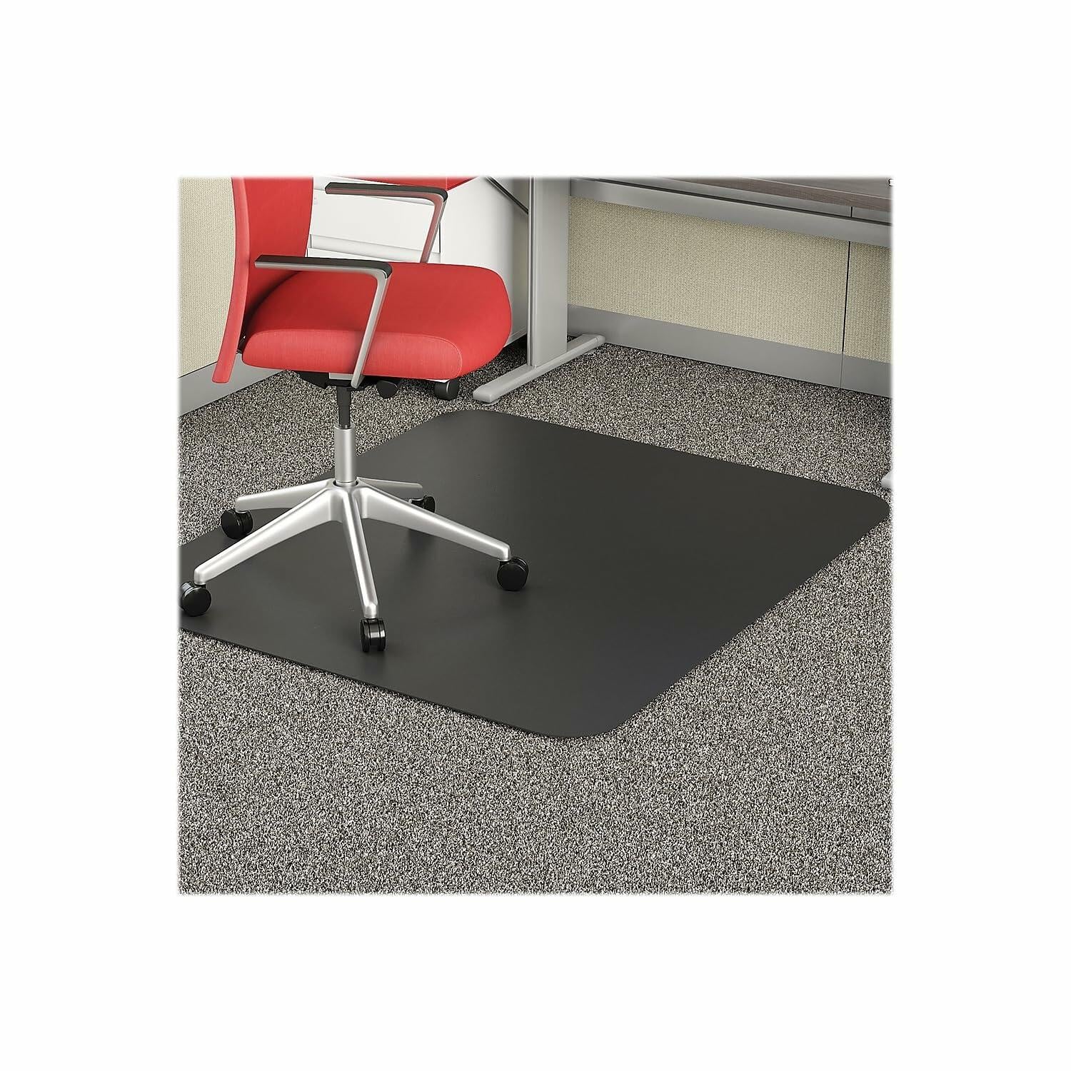 Deflecto EconoMat Chair Mat, for Carpet, Straight Edge, Black, 46” x 60”