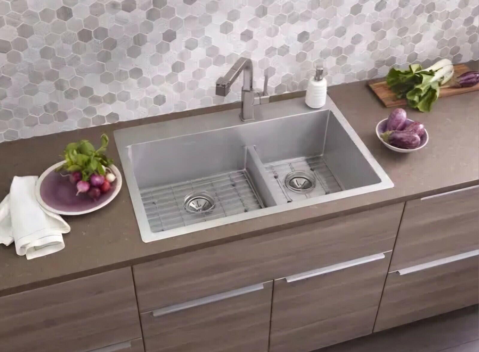 Elkay ECTSRAO33229BG Crosstown 33" x 22" Double Basin Stainless - 4 Faucet Holes
