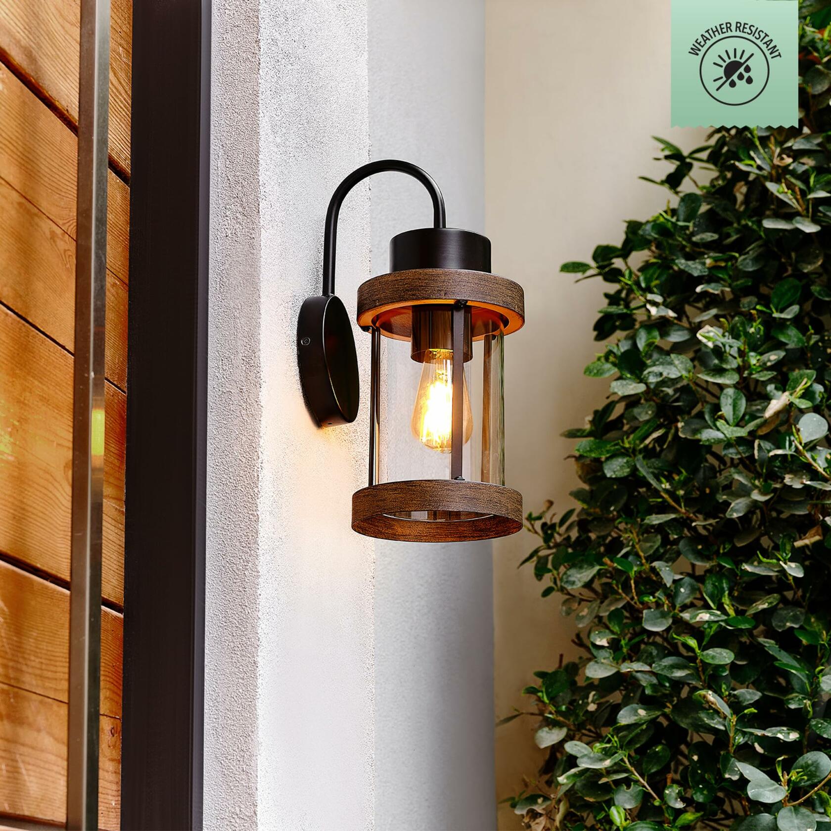 Globe Electric 60000026 1-Light Outdoor Wall Sconce, Matte Black, Shade, Outdoor