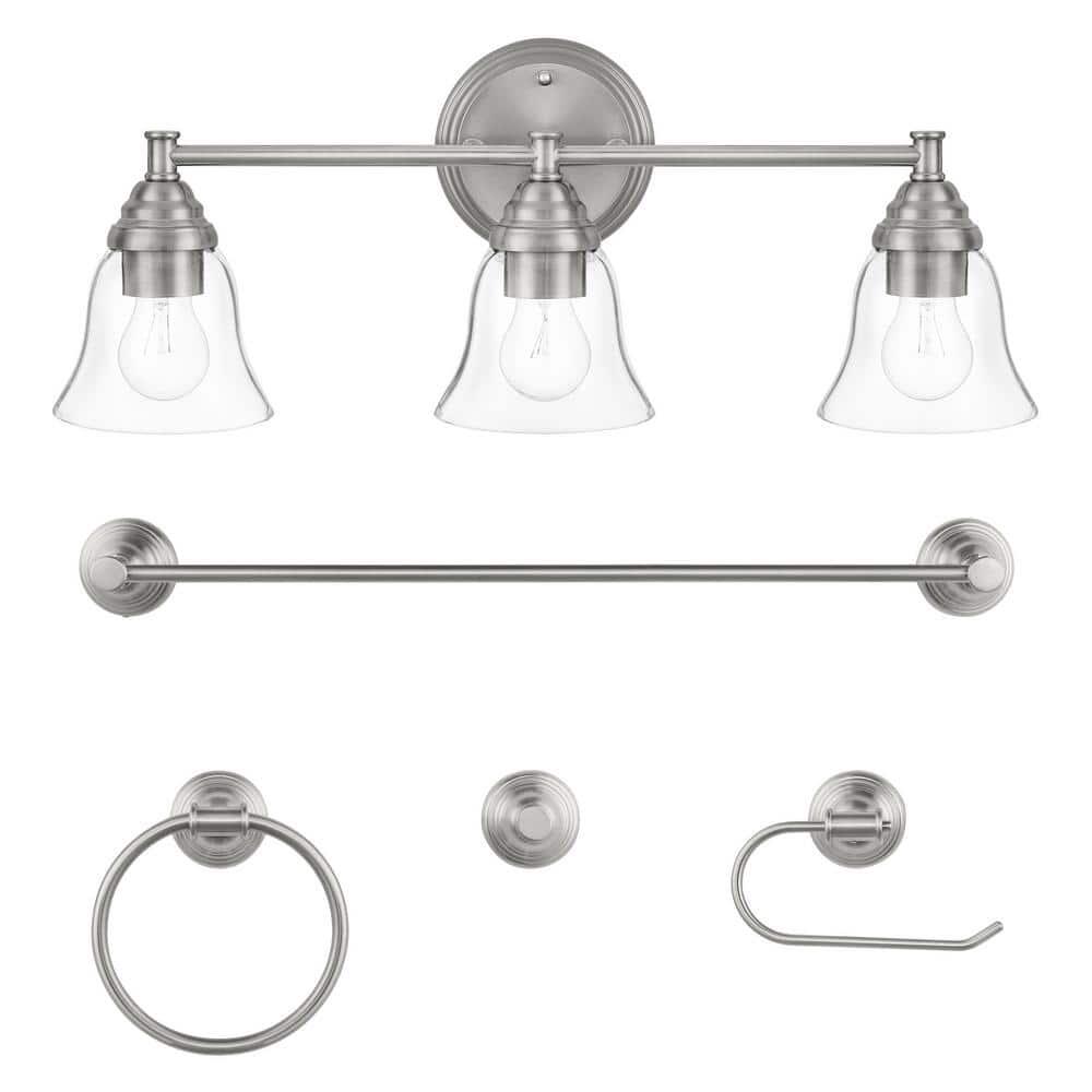 Marsden 23.5 in. 3-Light Brushed Nickel Transitional Vanity with Bathroom