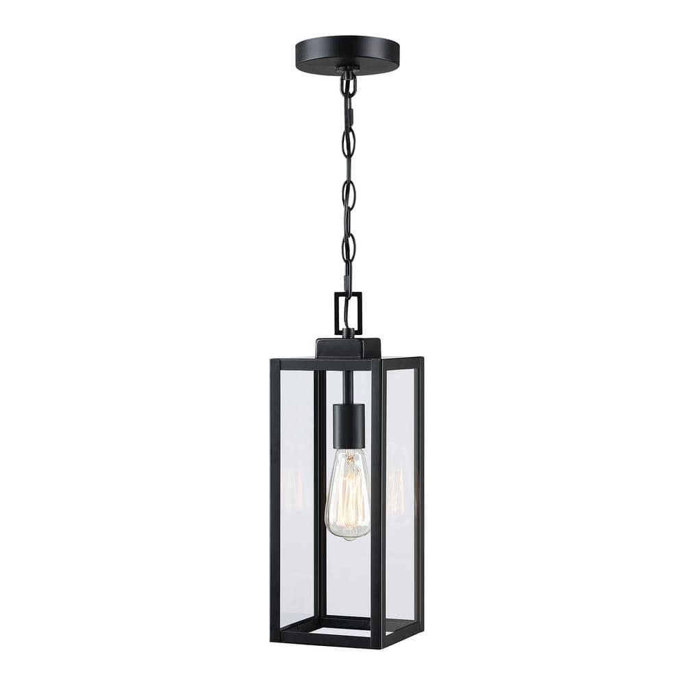 Hukoro Alfa 1-Light Matte Black Outdoor Hanging Lantern Pendant Light -