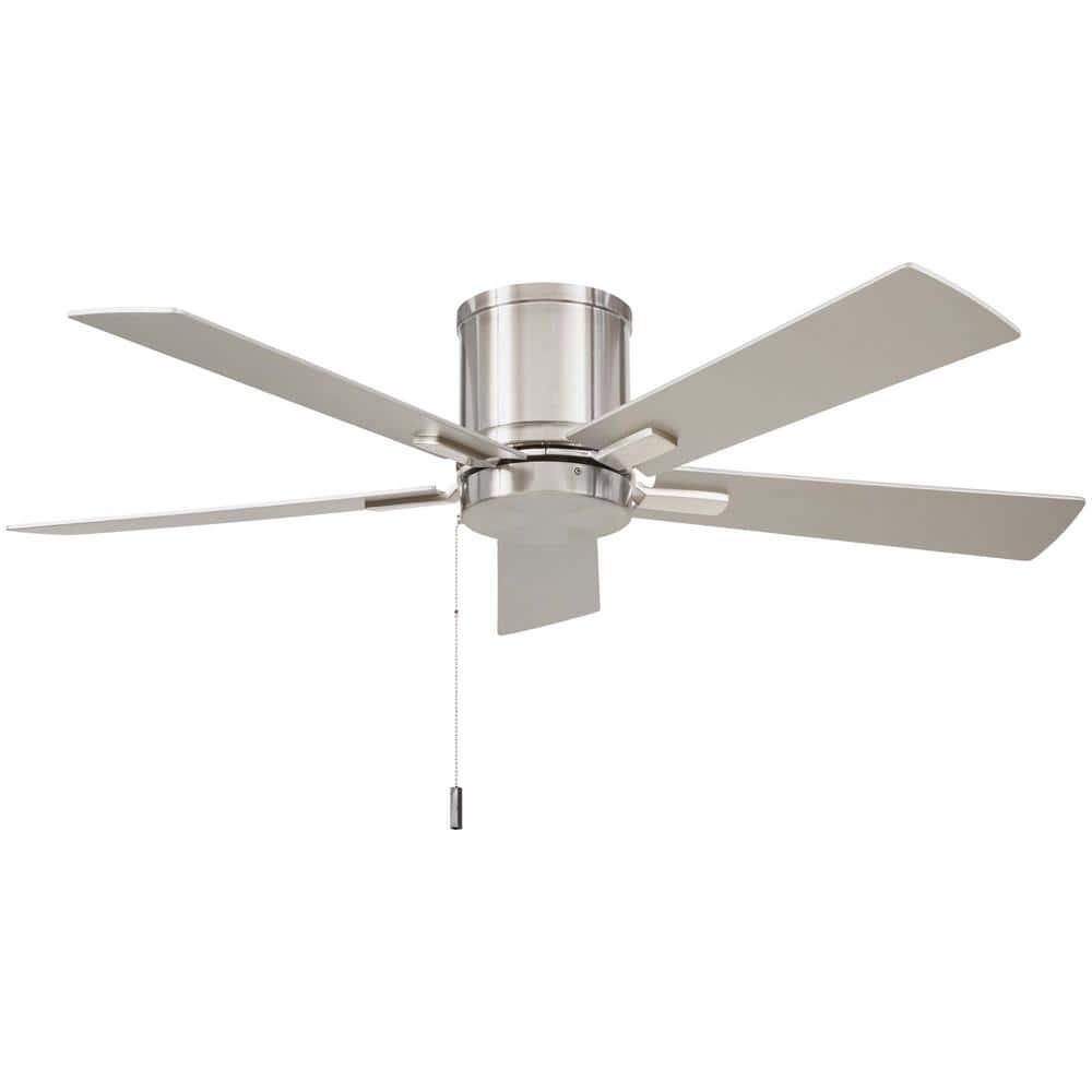 Grantway 48 in. Indoor/Covered Outdoor Brushed Nickel Low Profile Ceiling Fan