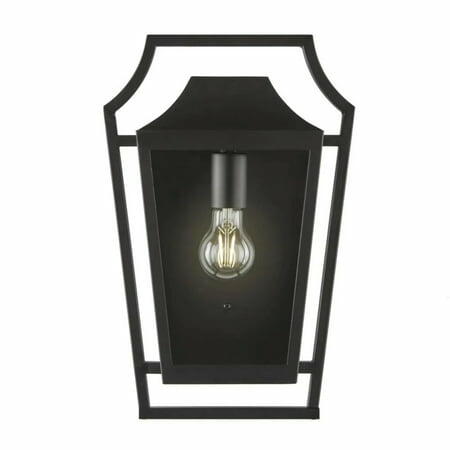 Hampton Bay Elsmere 16 in. Matte Black 1-Light Outdoor Line Voltage Wall Sconce