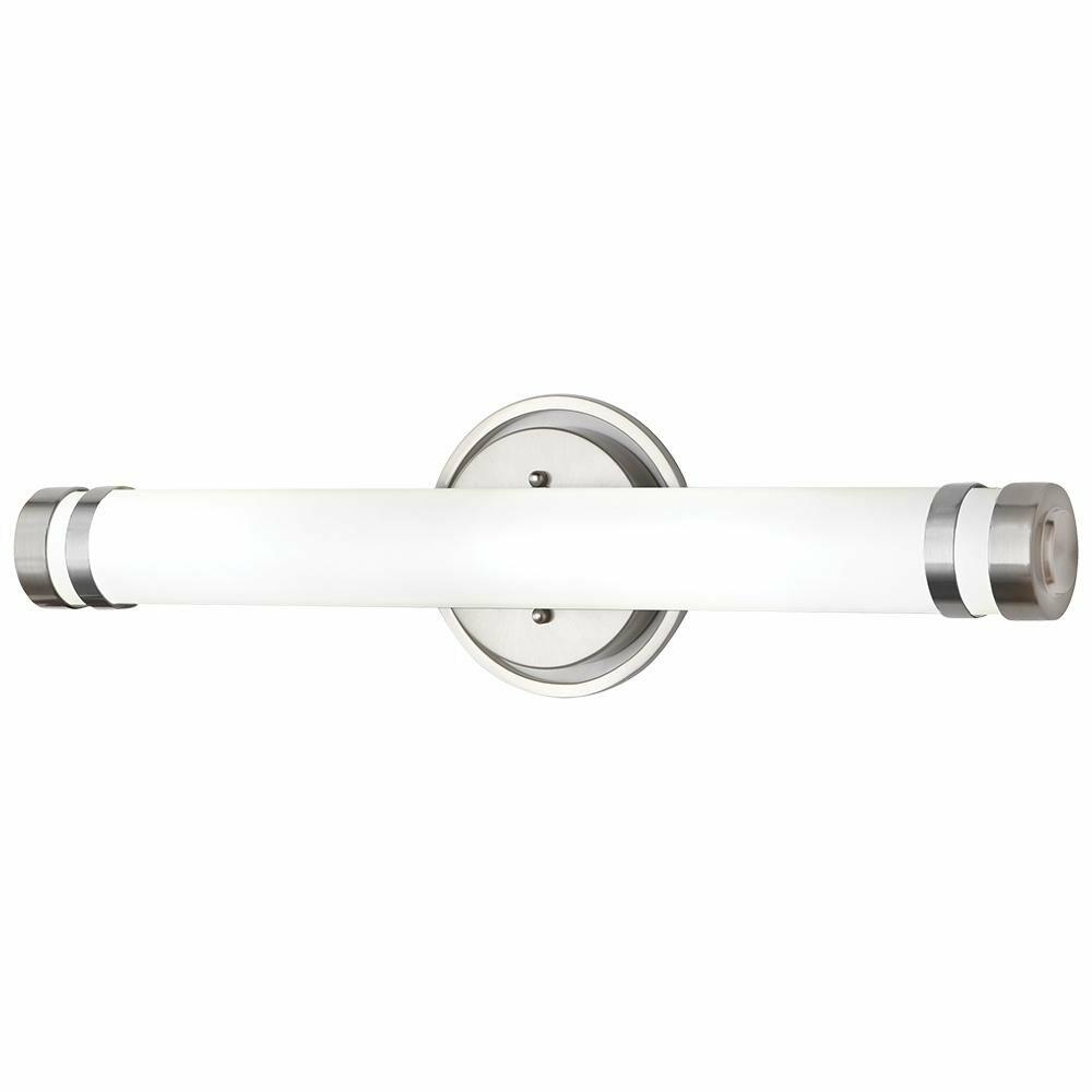 Home Decorators Collection 100-Watt Equivalent Brushed Nickel Integrated LED Vanity Light with Tube Etched Glass and Accented End Caps