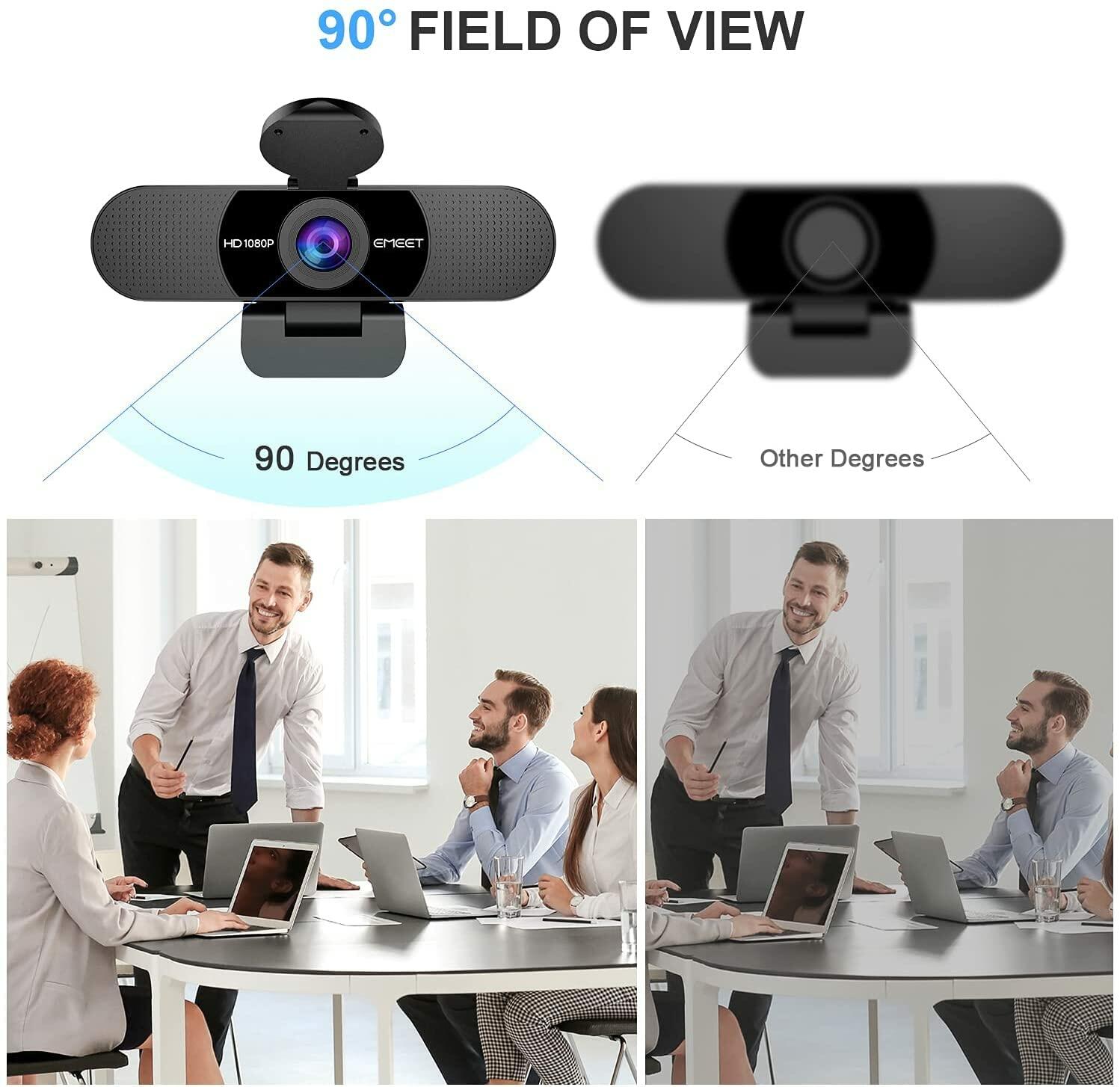 1080P Webcam with Microphone, eMeet C960 Web Camera & 3 in 1 Webcam with Mics
