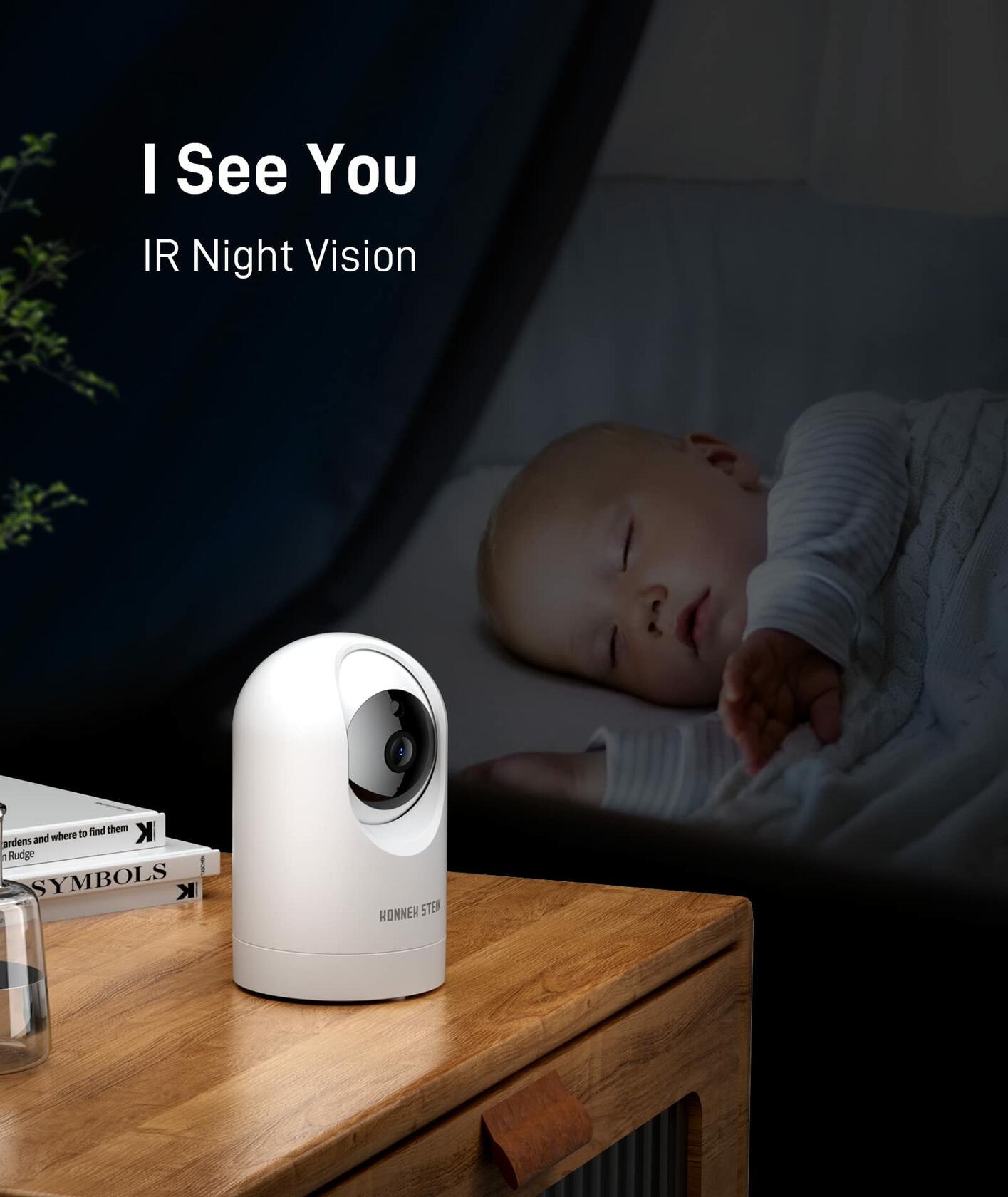 KONNEK STEIN 1080P Security Camera(2.4G Only), Baby Monitor 360-Degree for Home
