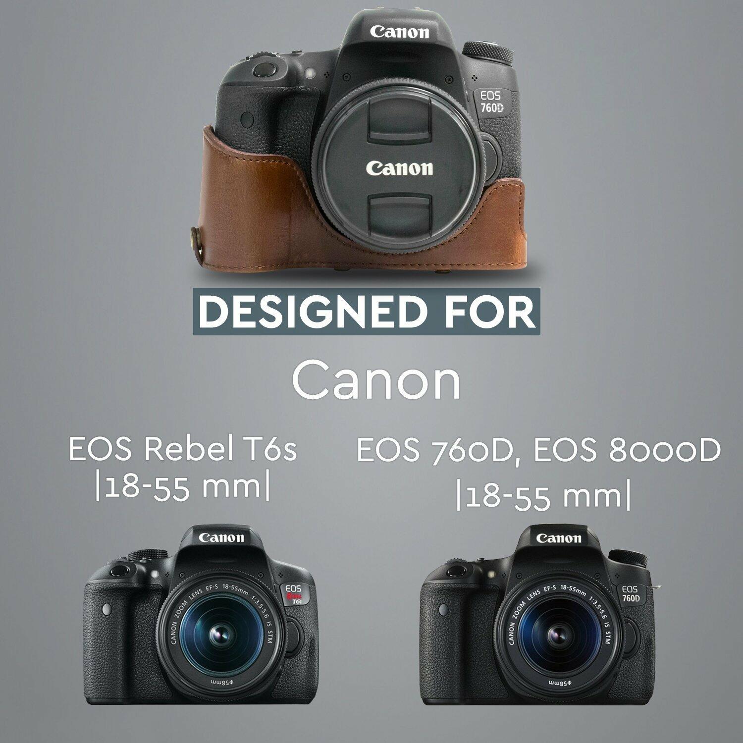 MegaGear MG1185 Canon EOS Rebel T6s, 8000D (18-55mm) Ever Ready Leather Camera