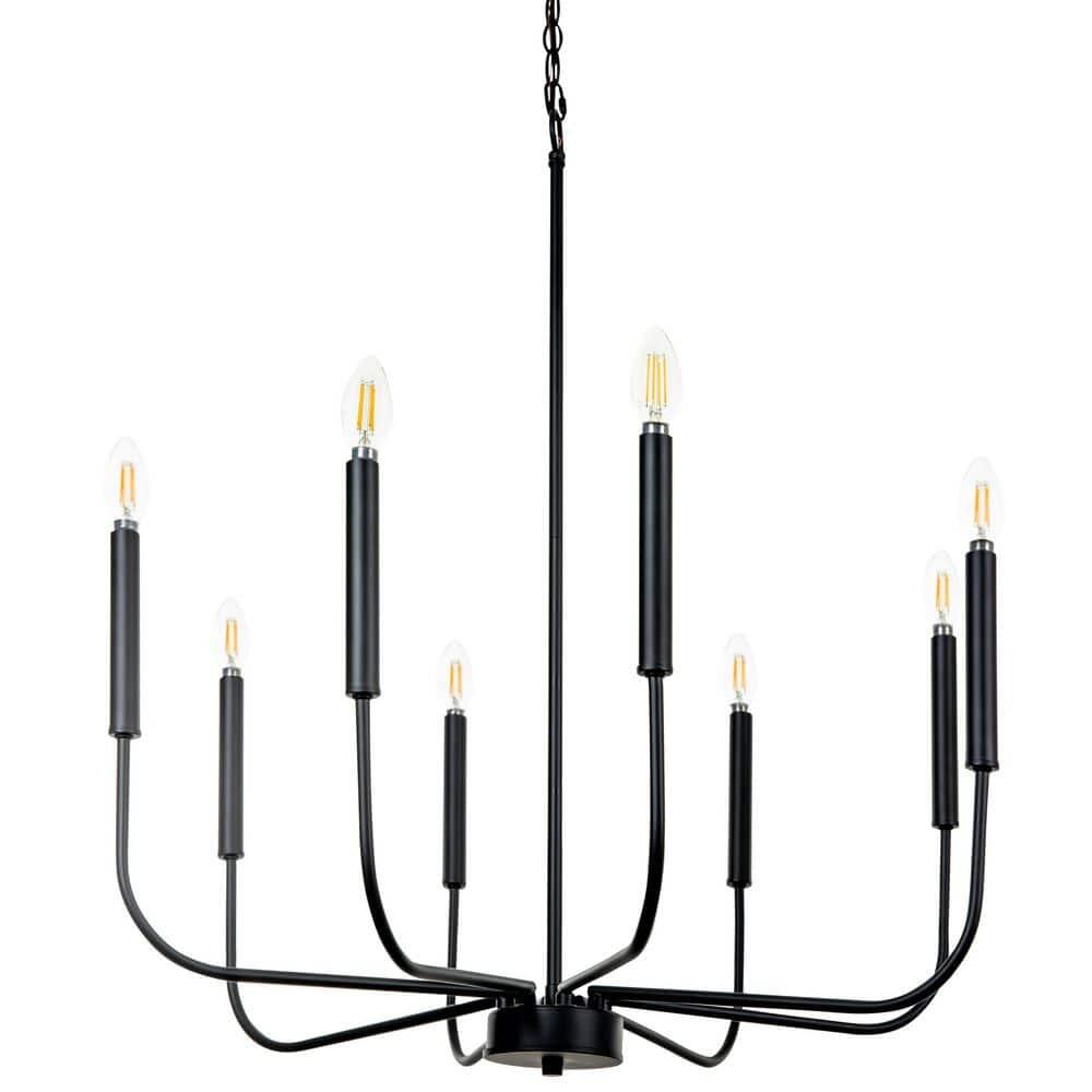 BELLADONNA Louis 8-Light Black Candlestick Chandelier