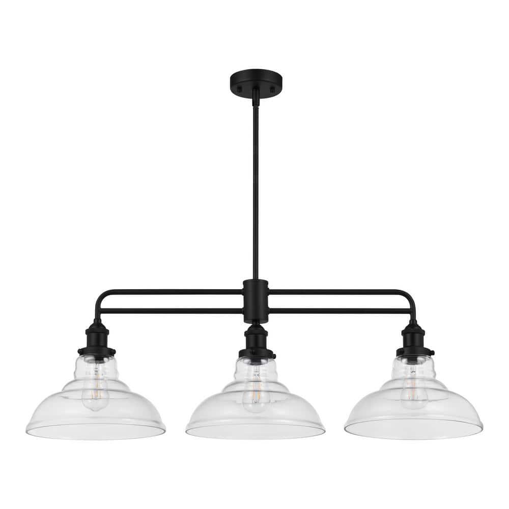 Home Decorators Collection Rockwood 3-Light Black Dining Room Chandelier, Linear