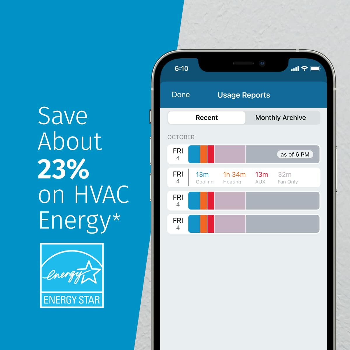 EMERSON Sensi Touch Wi-Fi Smart Thermostat with Touchscreen Color Display, Works