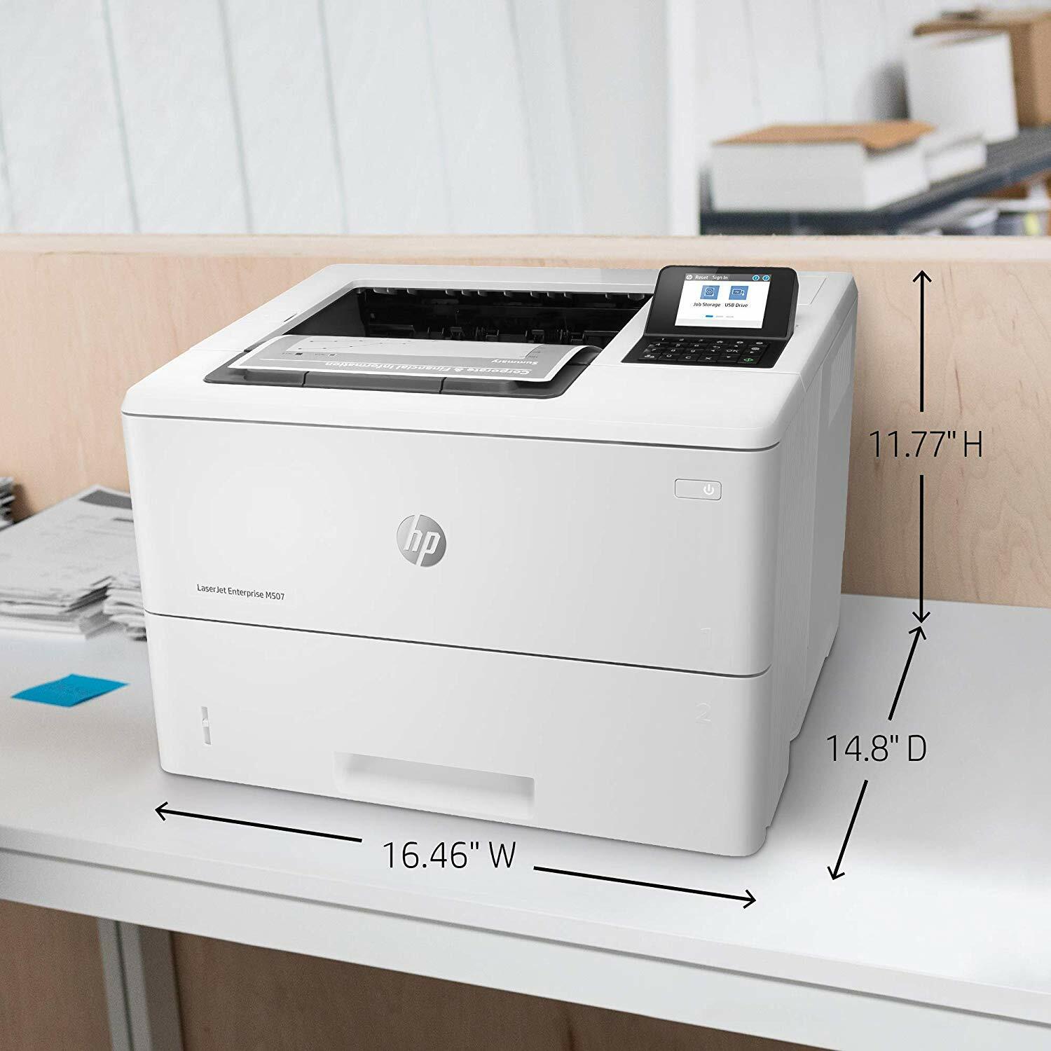 HP LaserJet Enterprise M507dn Monochrome Printer with built-in Ethernet &